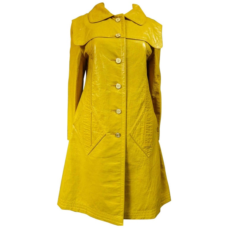 Pierre Cardin Modernist Coat in Mustard Yellow Vinyl Circa 1970 at 1stDibs