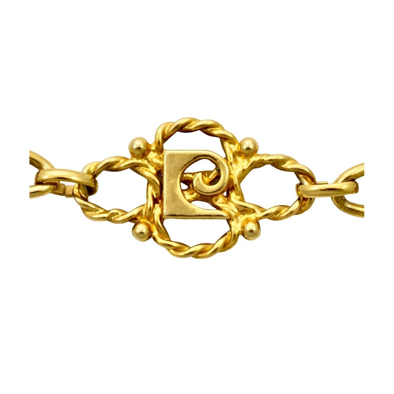 Pierre Cardin Monogram Gold Plated Chain Link Belt circa 1970s In Good Condition For Sale In London, GB