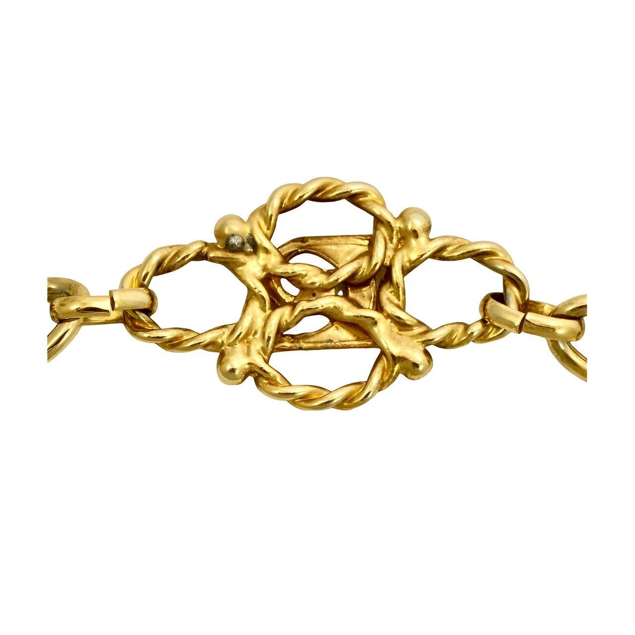 Women's or Men's Pierre Cardin Monogram Gold Plated Chain Link Belt circa 1970s For Sale