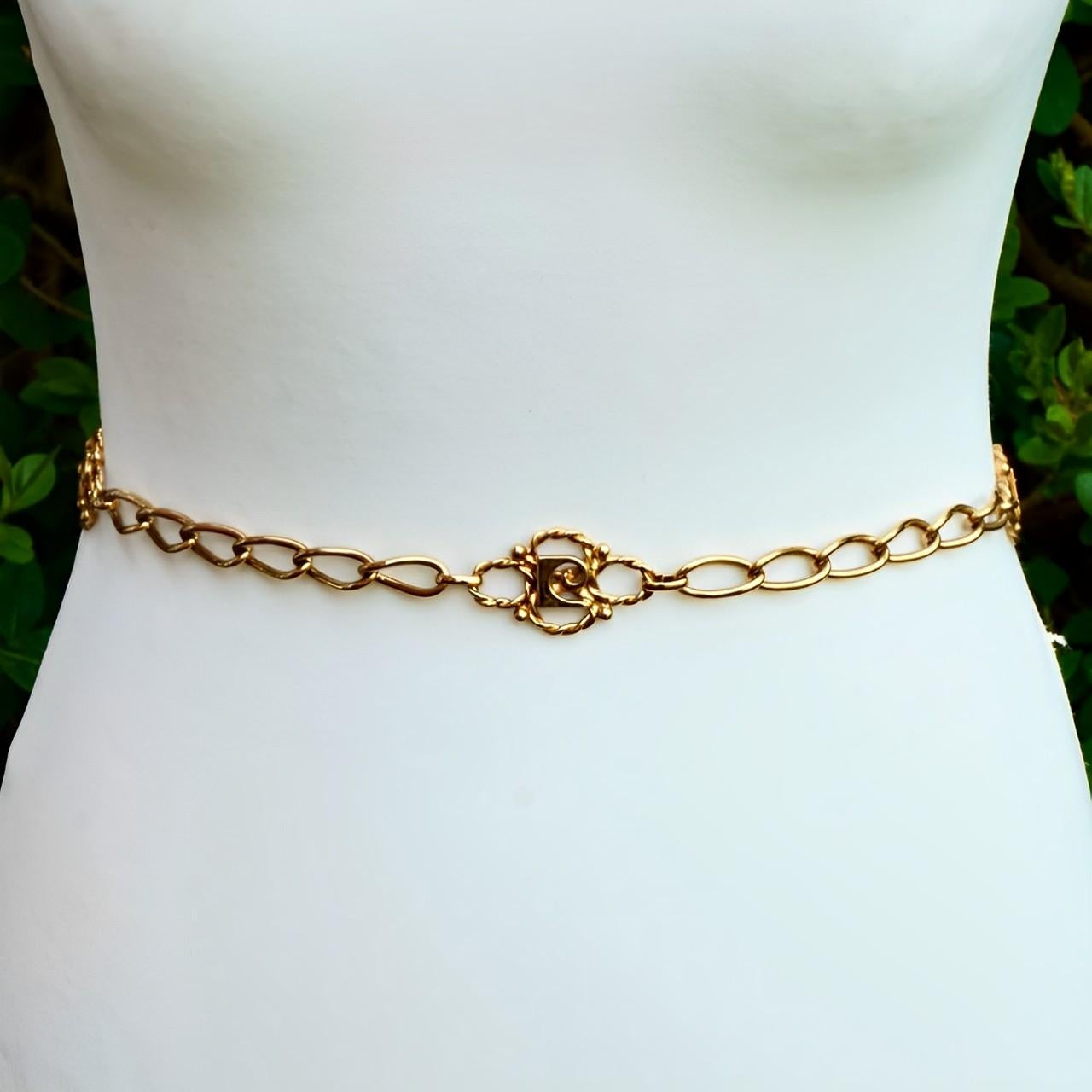 Pierre Cardin Monogram Gold Plated Chain Link Belt circa 1970s For Sale 2