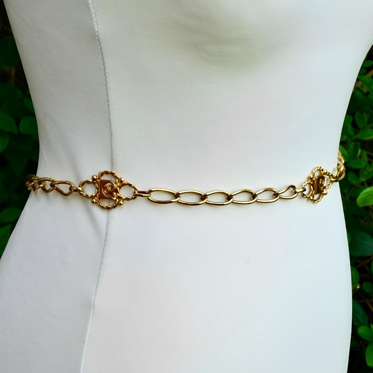 Pierre Cardin Monogram Gold Plated Chain Link Belt circa 1970s For Sale 3