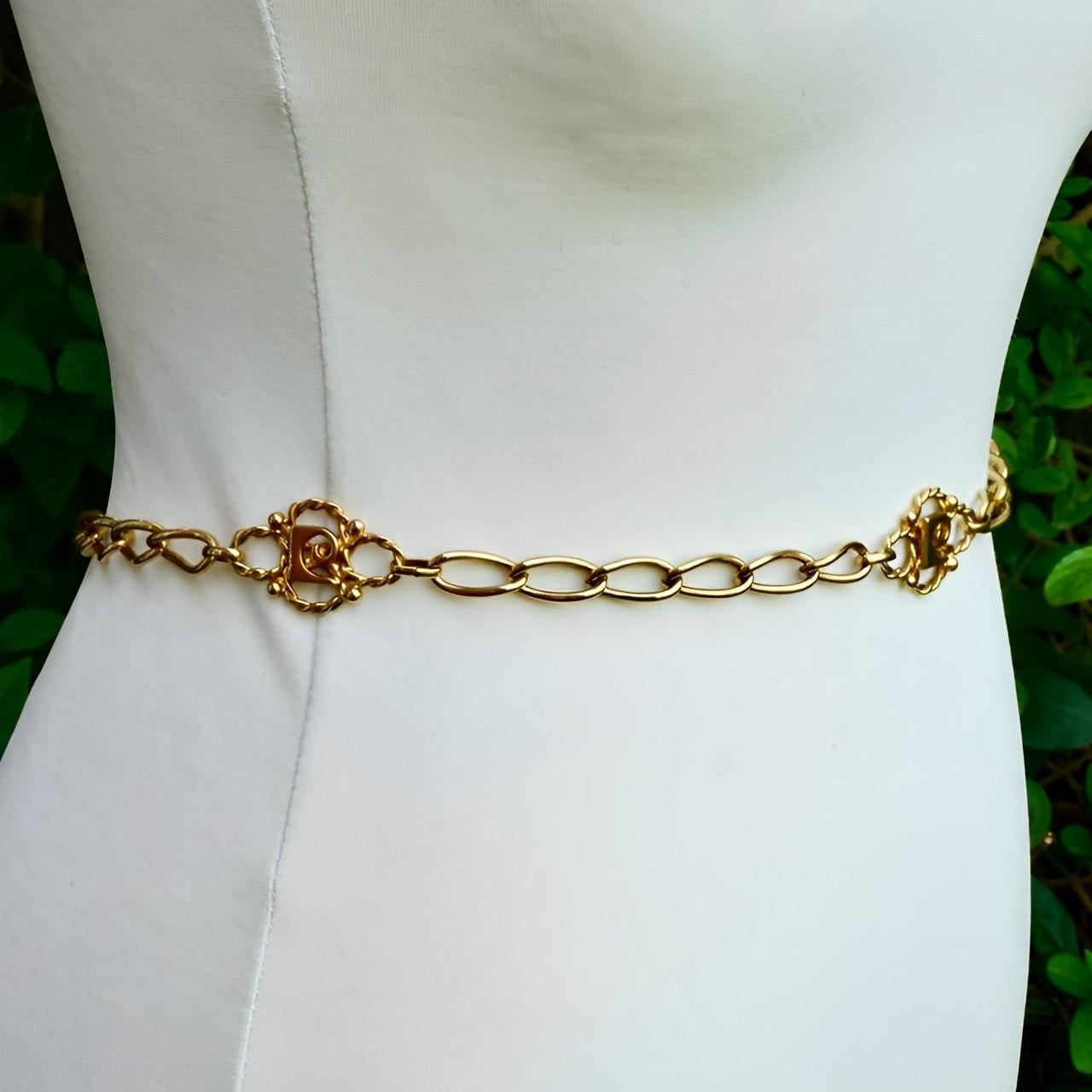 Pierre Cardin Monogram Gold Plated Chain Link Belt circa 1970s For Sale 2