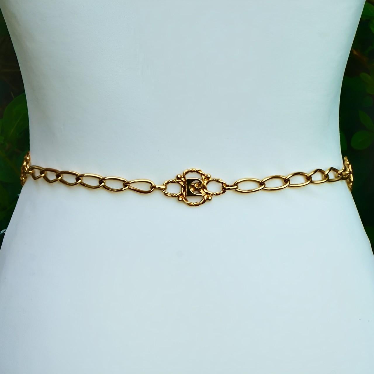 Pierre Cardin Monogram Gold Plated Chain Link Belt circa 1970s For Sale 4