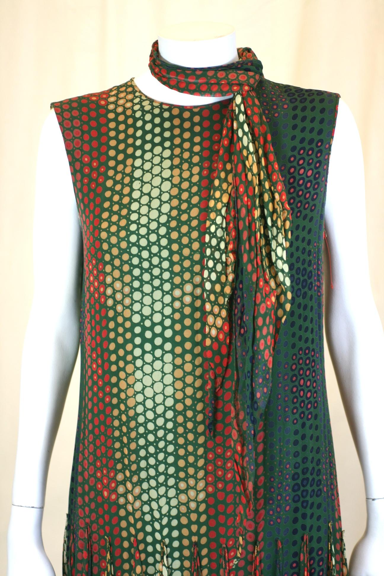 Pierre Cardin Op Art Scarf Hem Dress For Sale 1