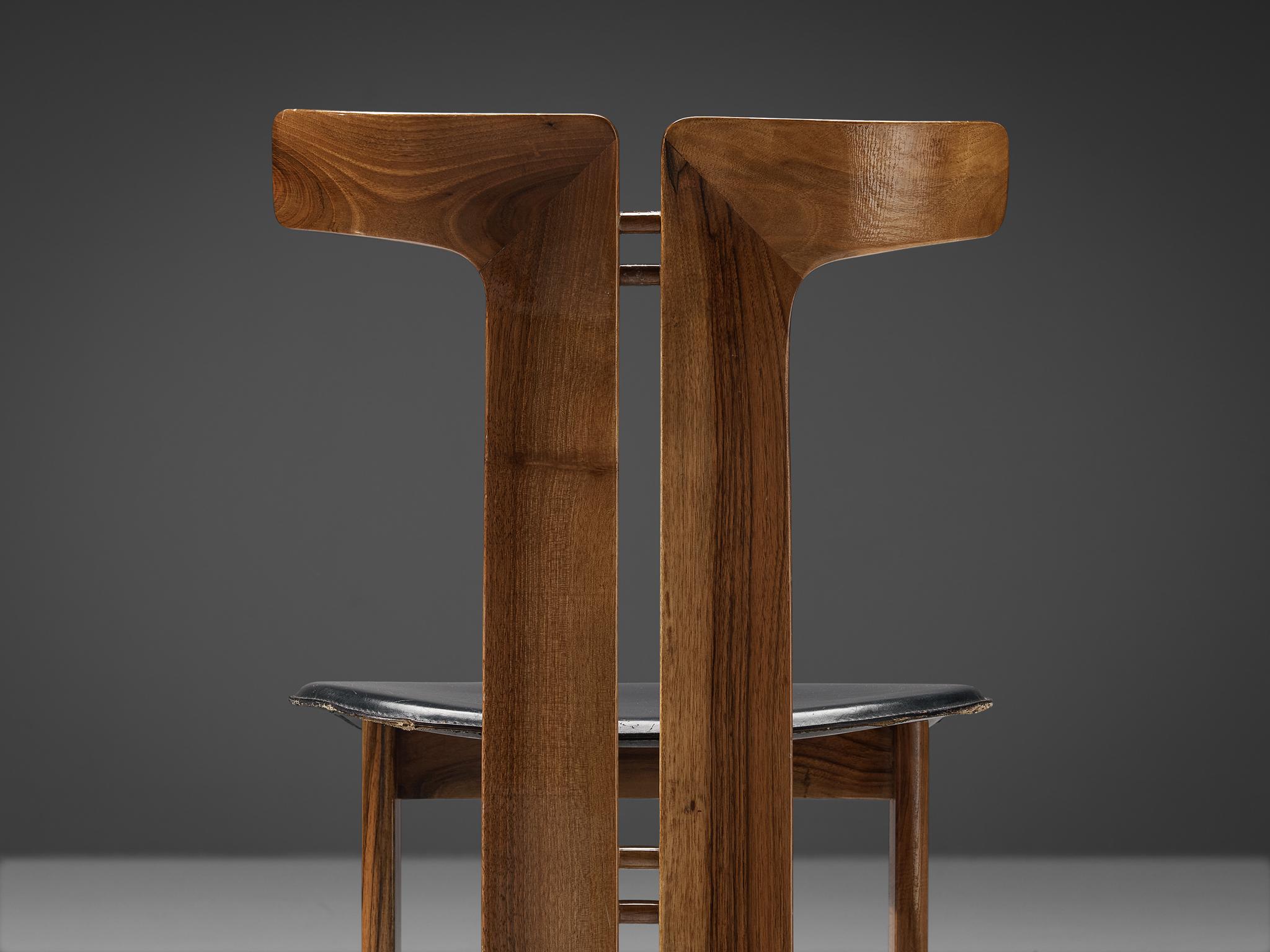 Pierre Cardin Pair of Dining Chairs in Walnut and Leather In Good Condition In Waalwijk, NL