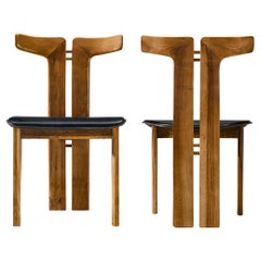 Pierre Cardin Pair of Dining Chairs in Walnut and Leather