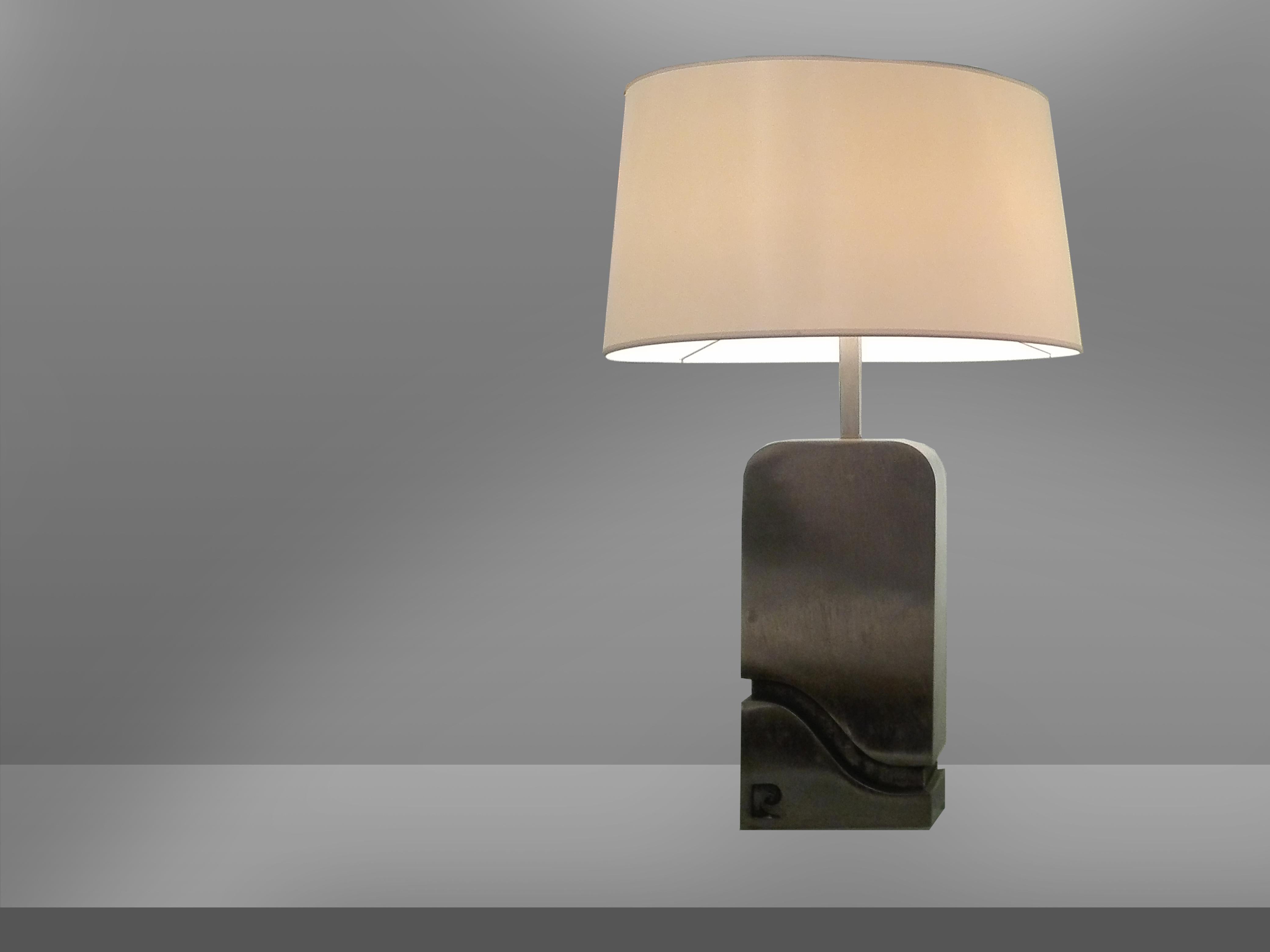 Pierre Cardin, Pair of Mid-Century Modern French Iron Table Lamp, 1970 In Excellent Condition For Sale In Milan, IT