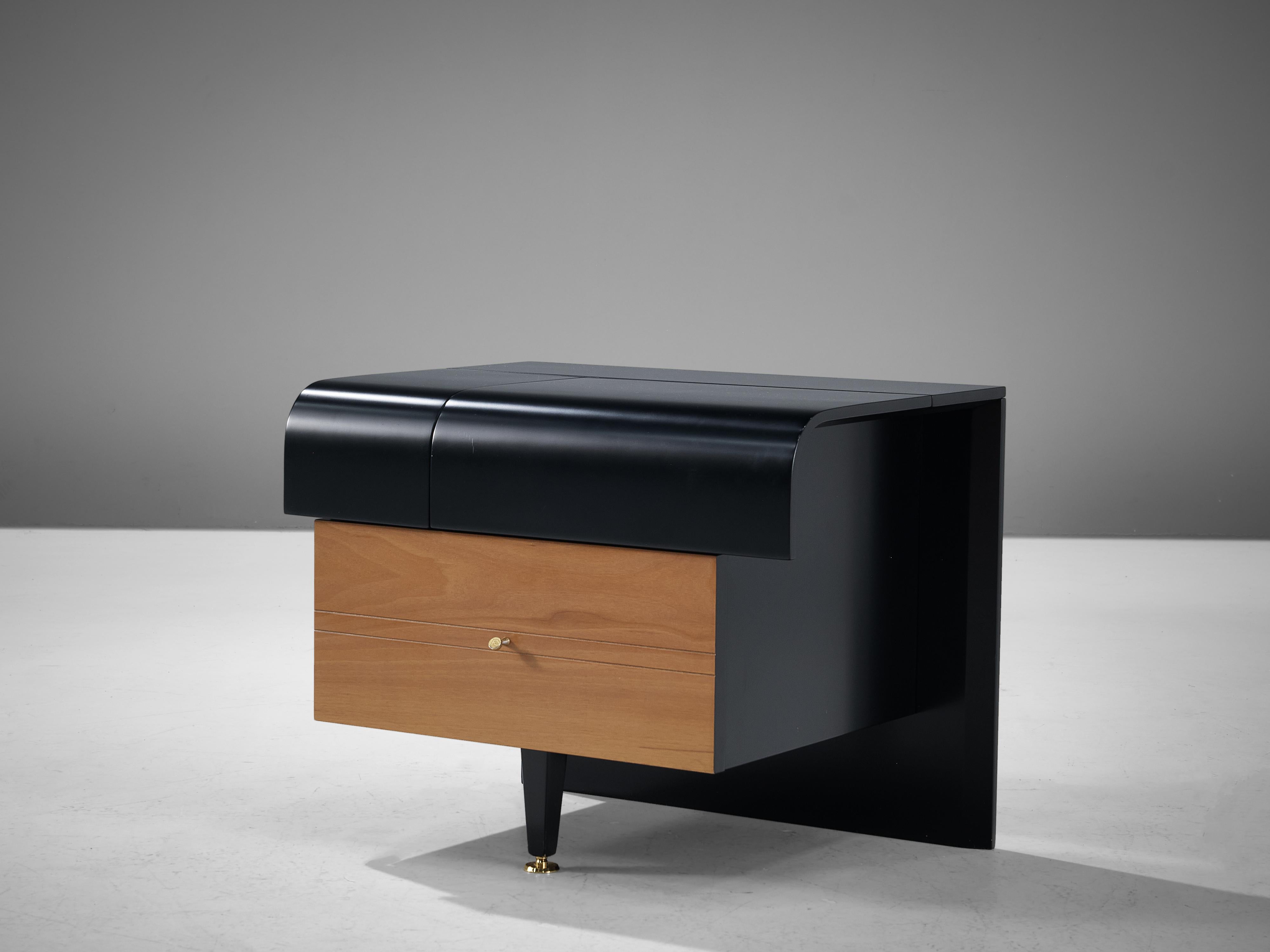 Pierre Cardin Pair of Nightstands in Walnut and Brass 2