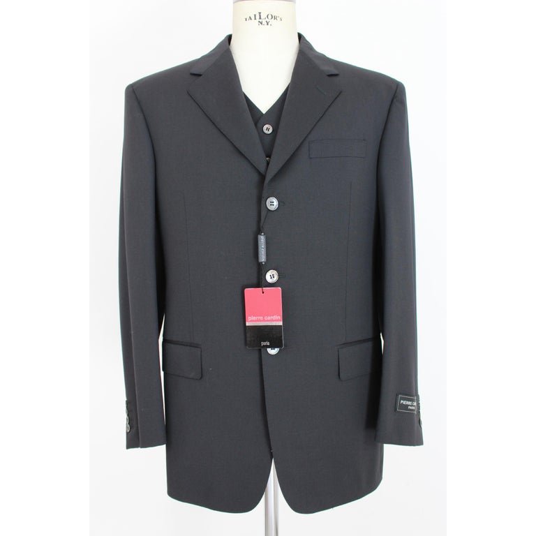 Pierre Cardin Paris Black Men's Suit Three Piece Waistcoat Complete  Ceremony Set at 1stDibs