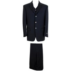 Vintage Pierre Cardin Paris Black Men's Suit Three Piece Waistcoat Complete Ceremony Set