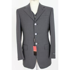 Pierre Cardin Paris Gray Cerruti Wool Ceremony Three Piece Waistcoat Suit Pants