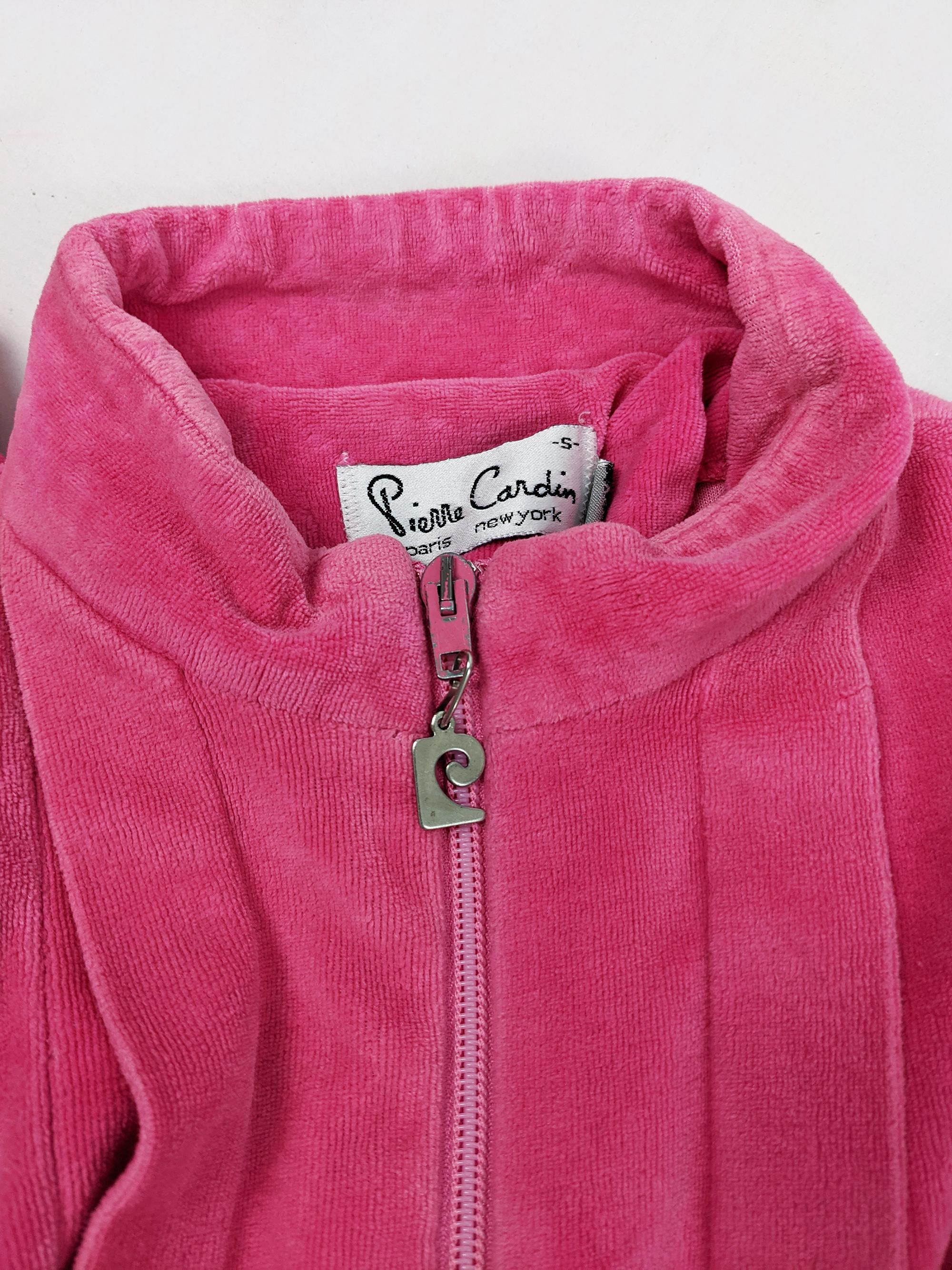Pierre Cardin Pink Chenille Velour Tracksuit Top Jacket In Good Condition In Doncaster, South Yorkshire