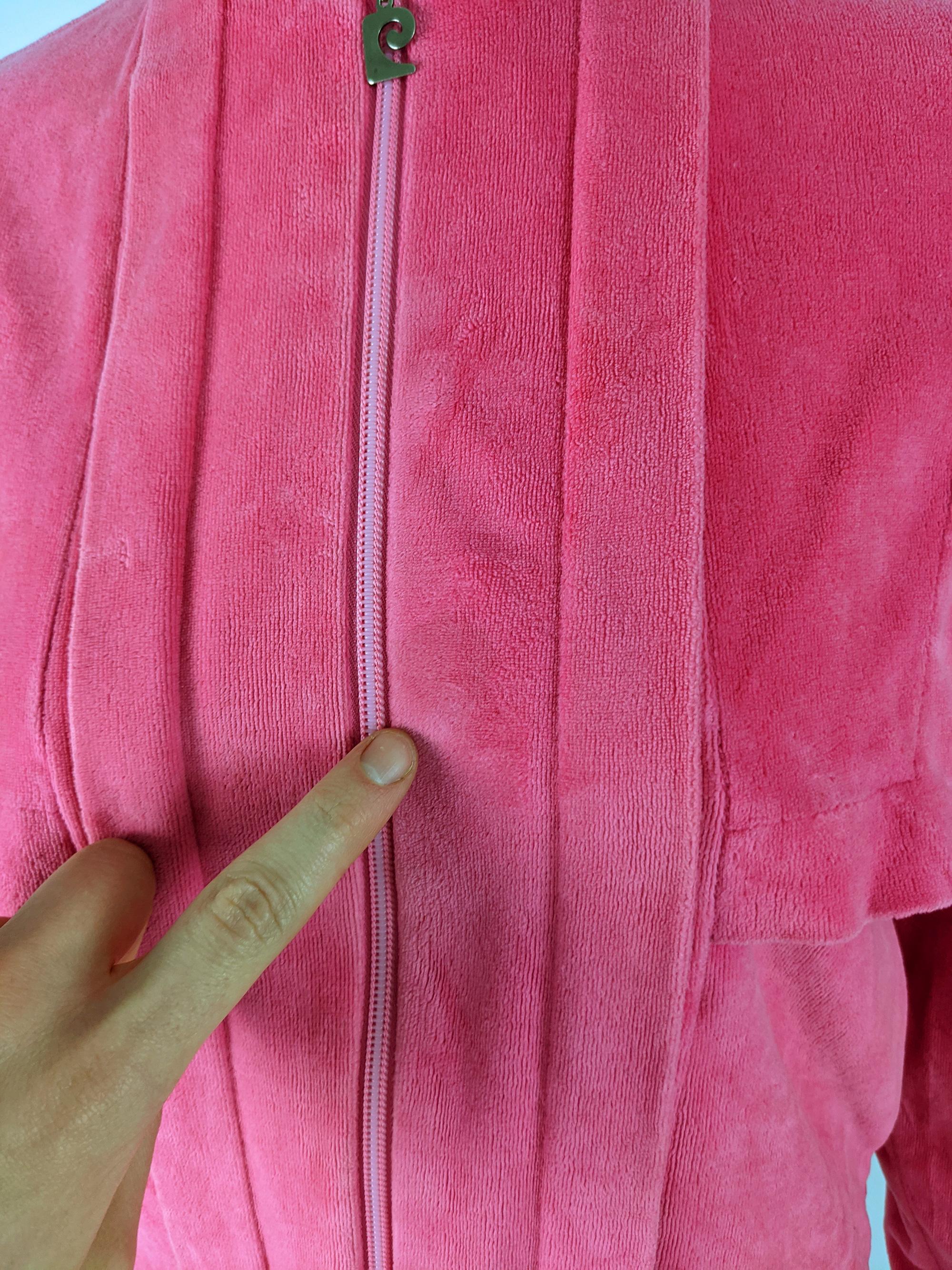 Women's Pierre Cardin Pink Chenille Velour Tracksuit Top Jacket