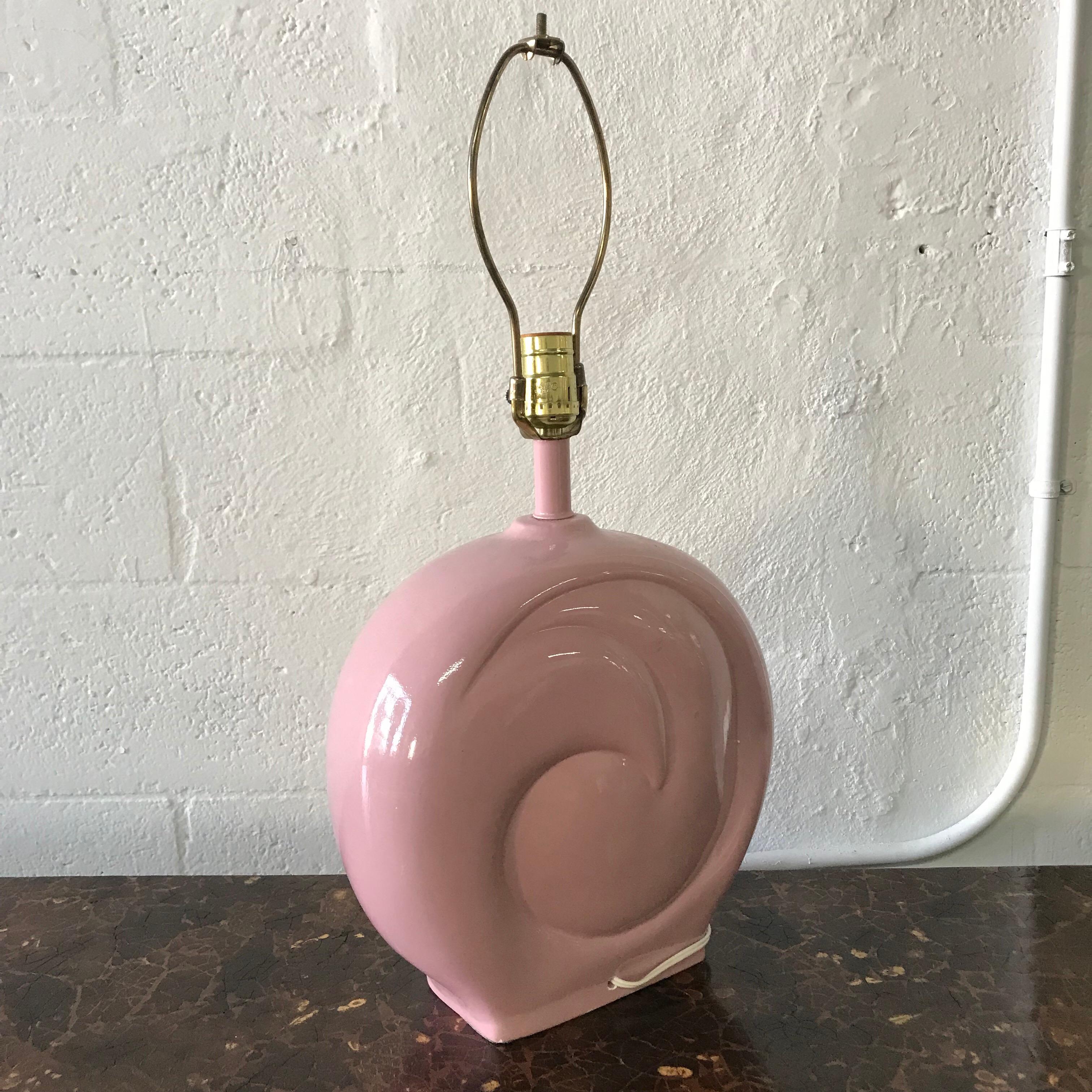 Mid-Century Modern Pierre Cardin Pink Porcelain Ceramic Table Lamp For Sale