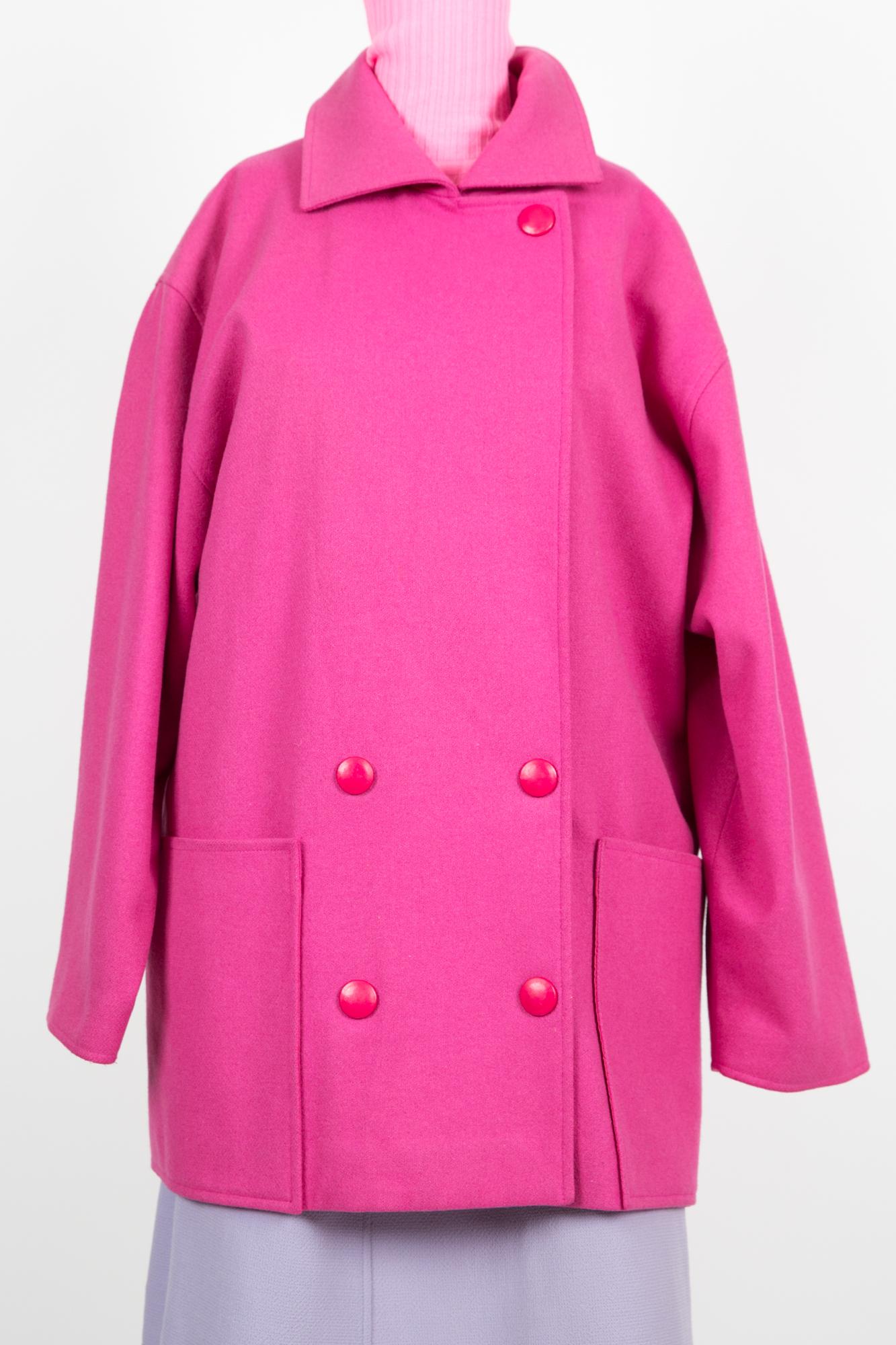 Pierre Cardin Pink Wool Coat 1980s In Good Condition In Paris, FR