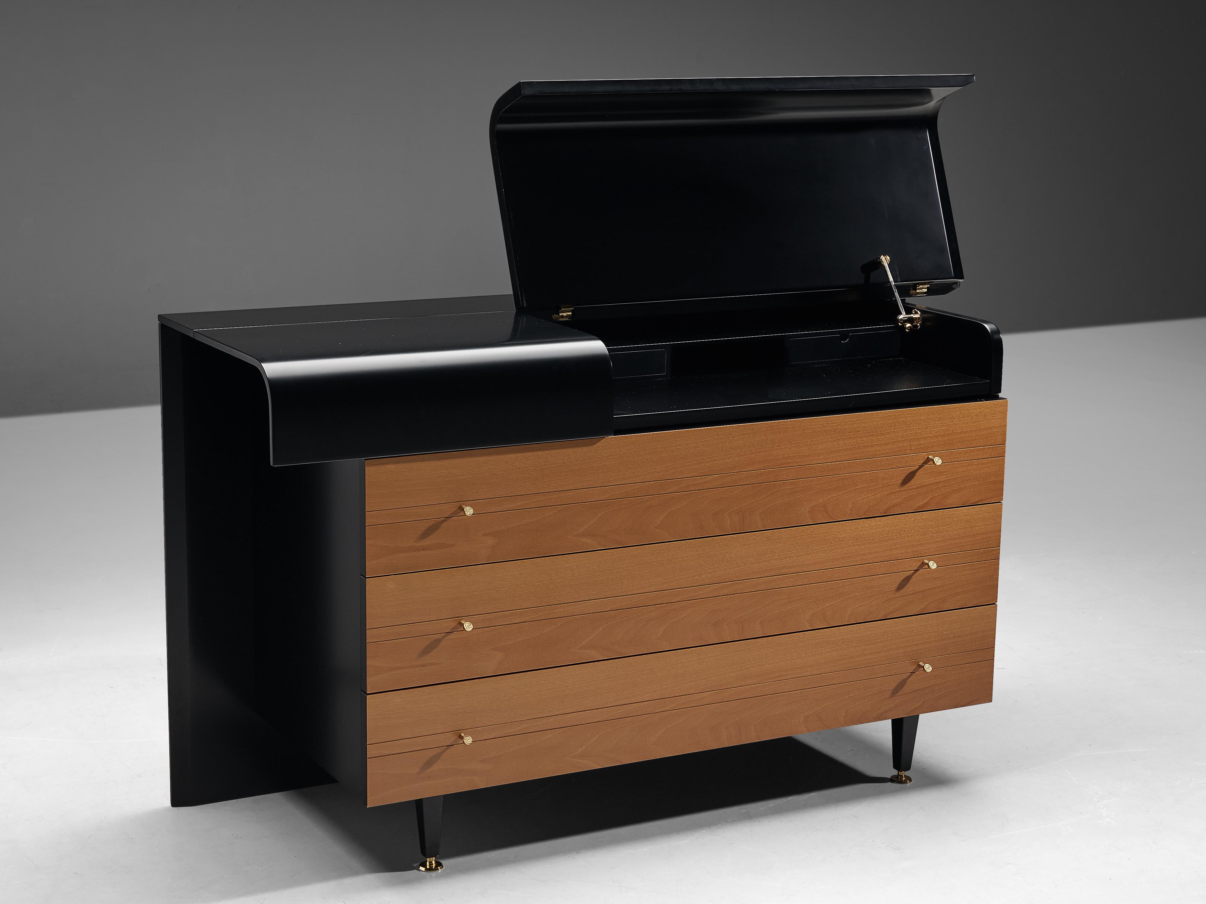 Pierre Cardin Chest of Drawers in Walnut and Brass For Sale 2