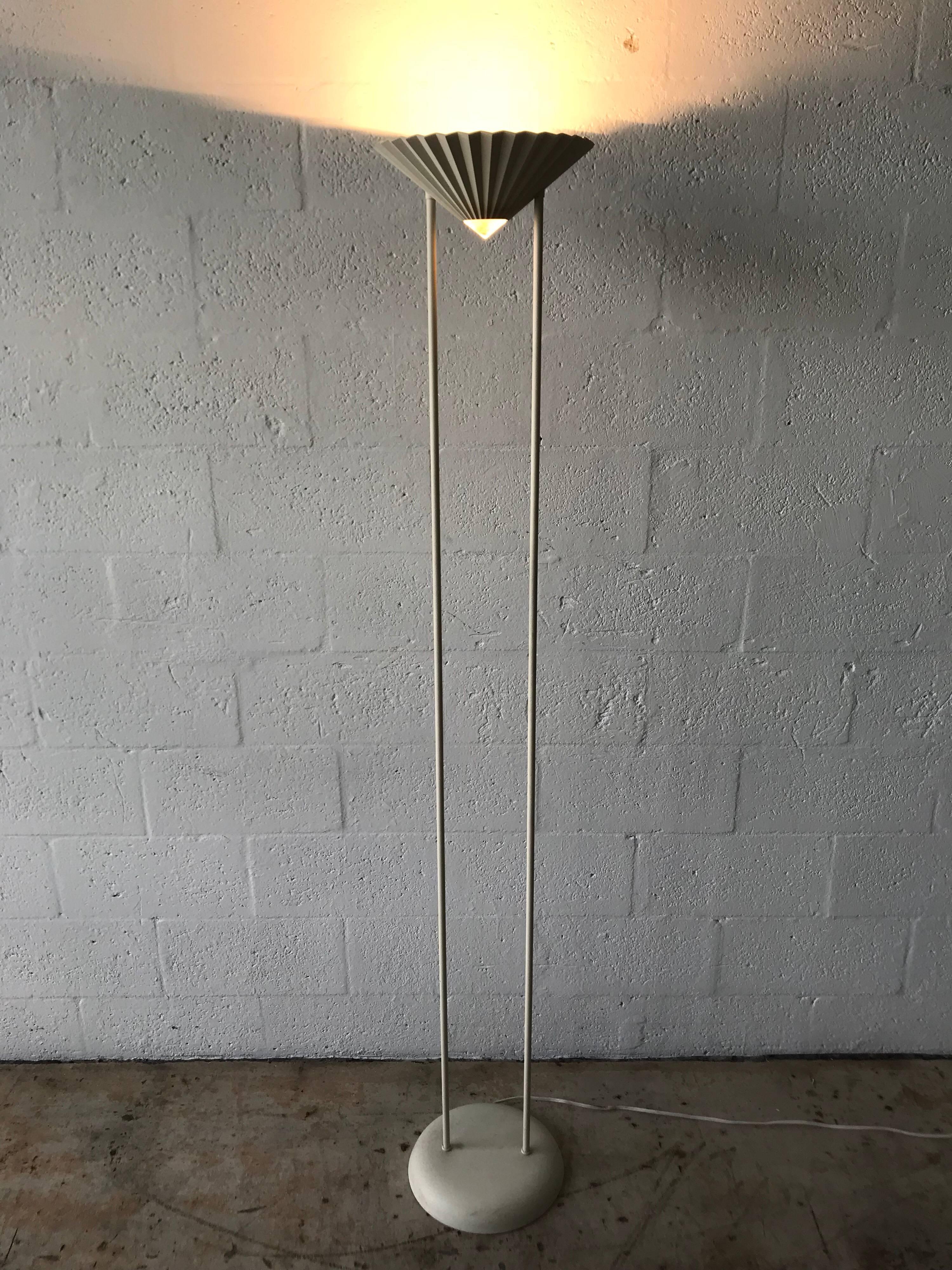French Post-Modern Fan Floor Lamp Torchiere For Sale
