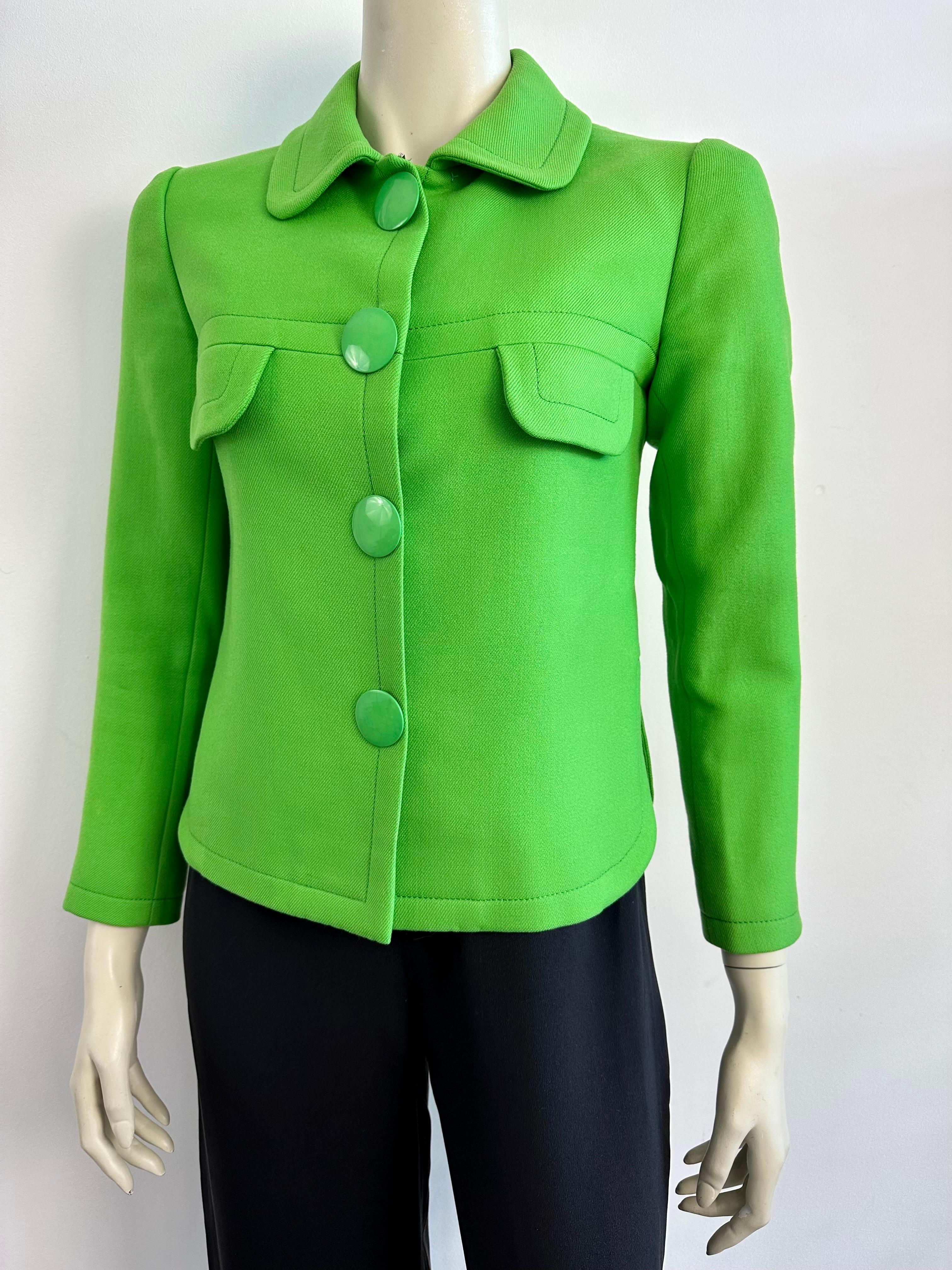 Green Pierre Cardin Promotion 1970s green wool jacket For Sale