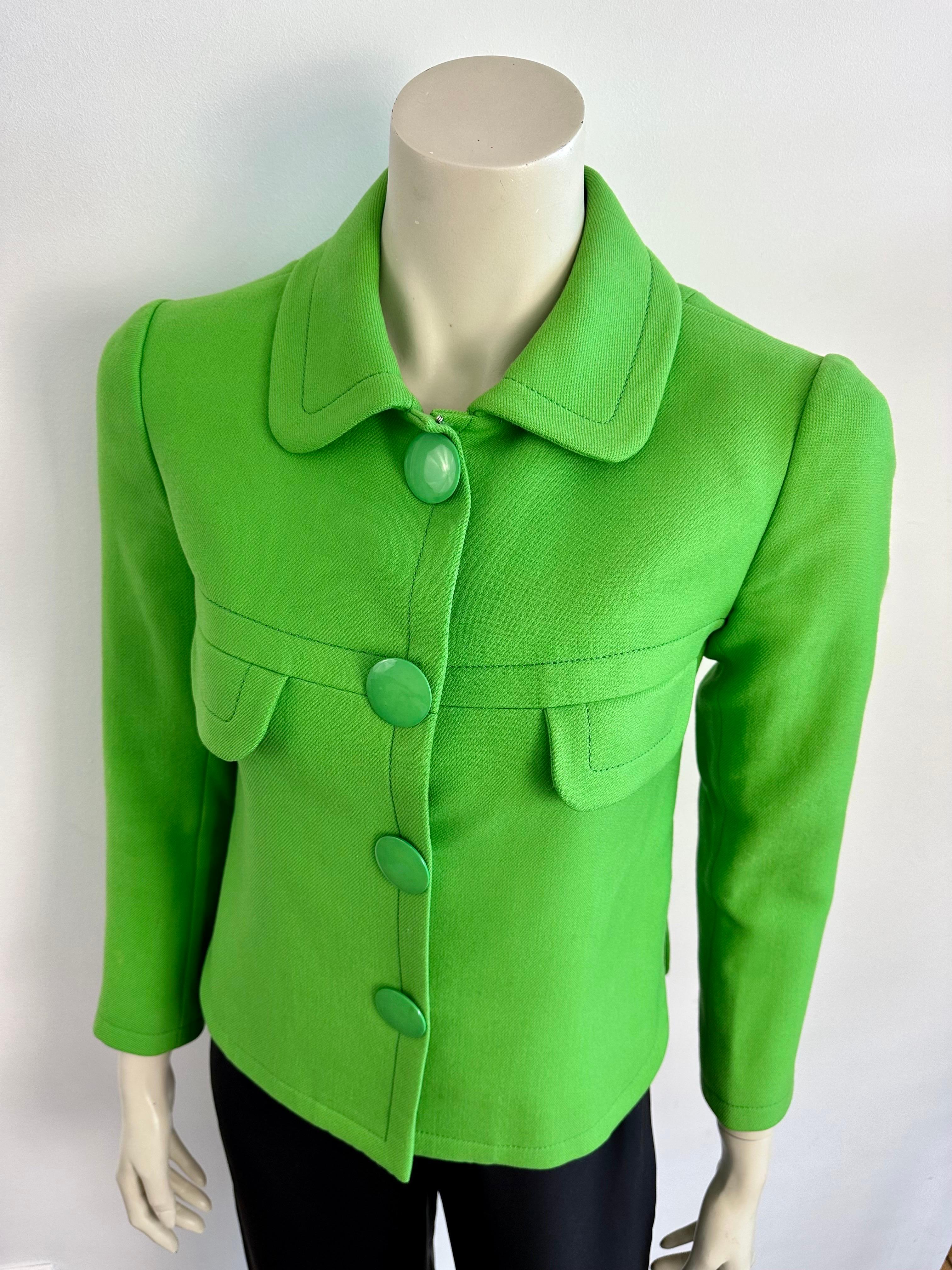 Pierre Cardin Promotion 1970s green wool jacket For Sale 2