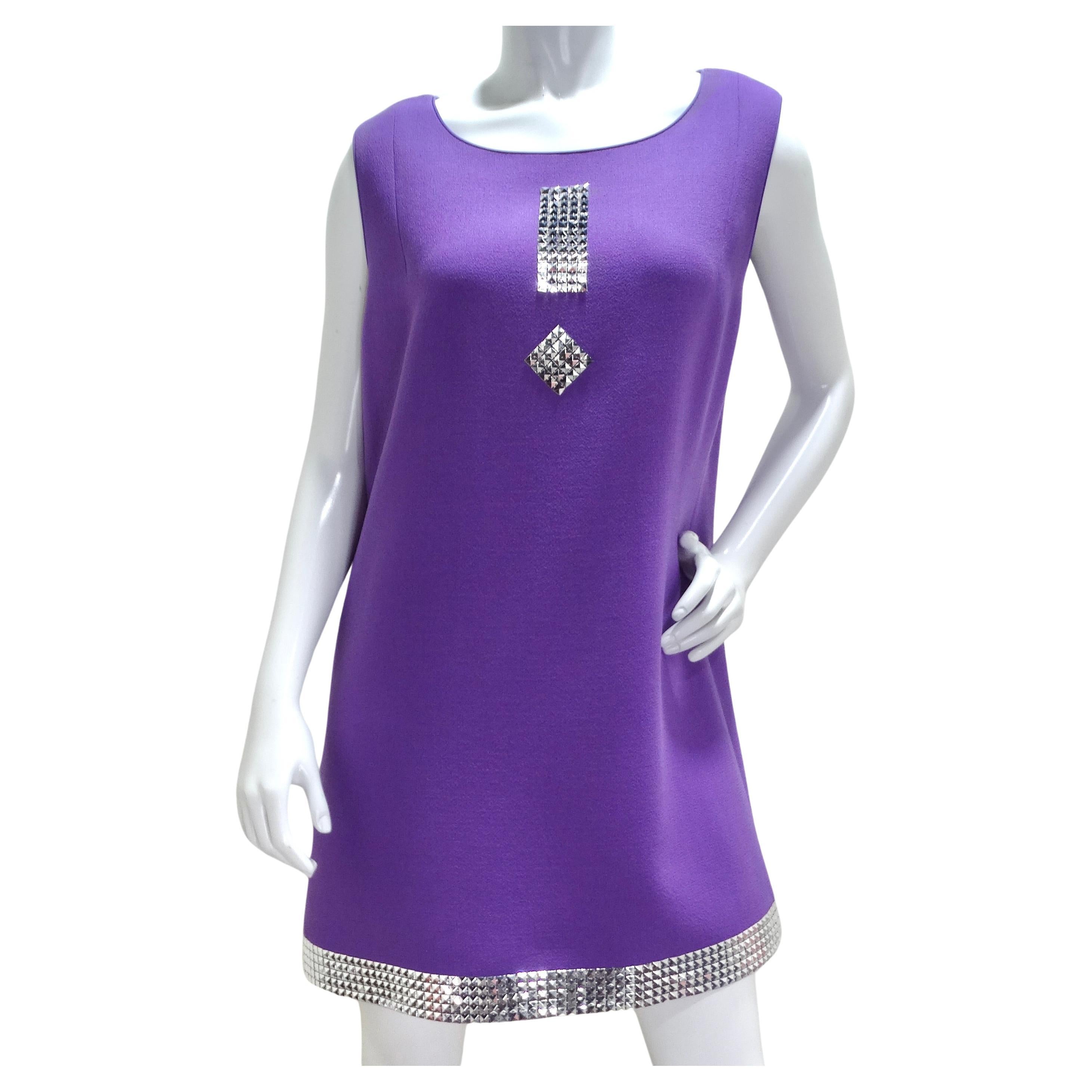 Pierre Cardin Purple Studded Dress For Sale