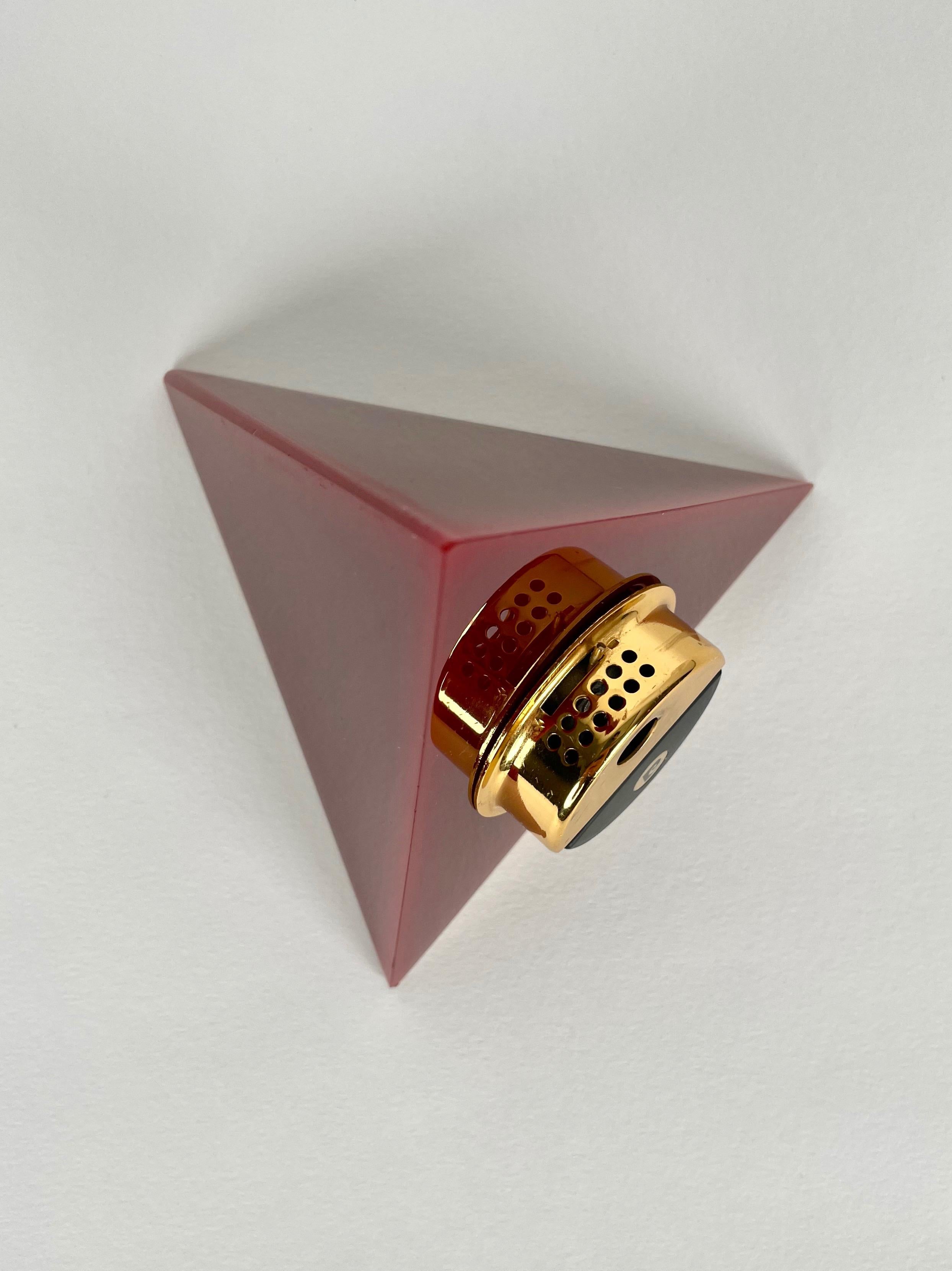 Acrylic Pierre Cardin Pyramid Bordeaux Lucite Table Lighter, France, 1970s