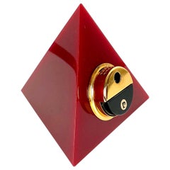 Pierre Cardin Pyramid Bordeaux Lucite Table Lighter, France, 1970s