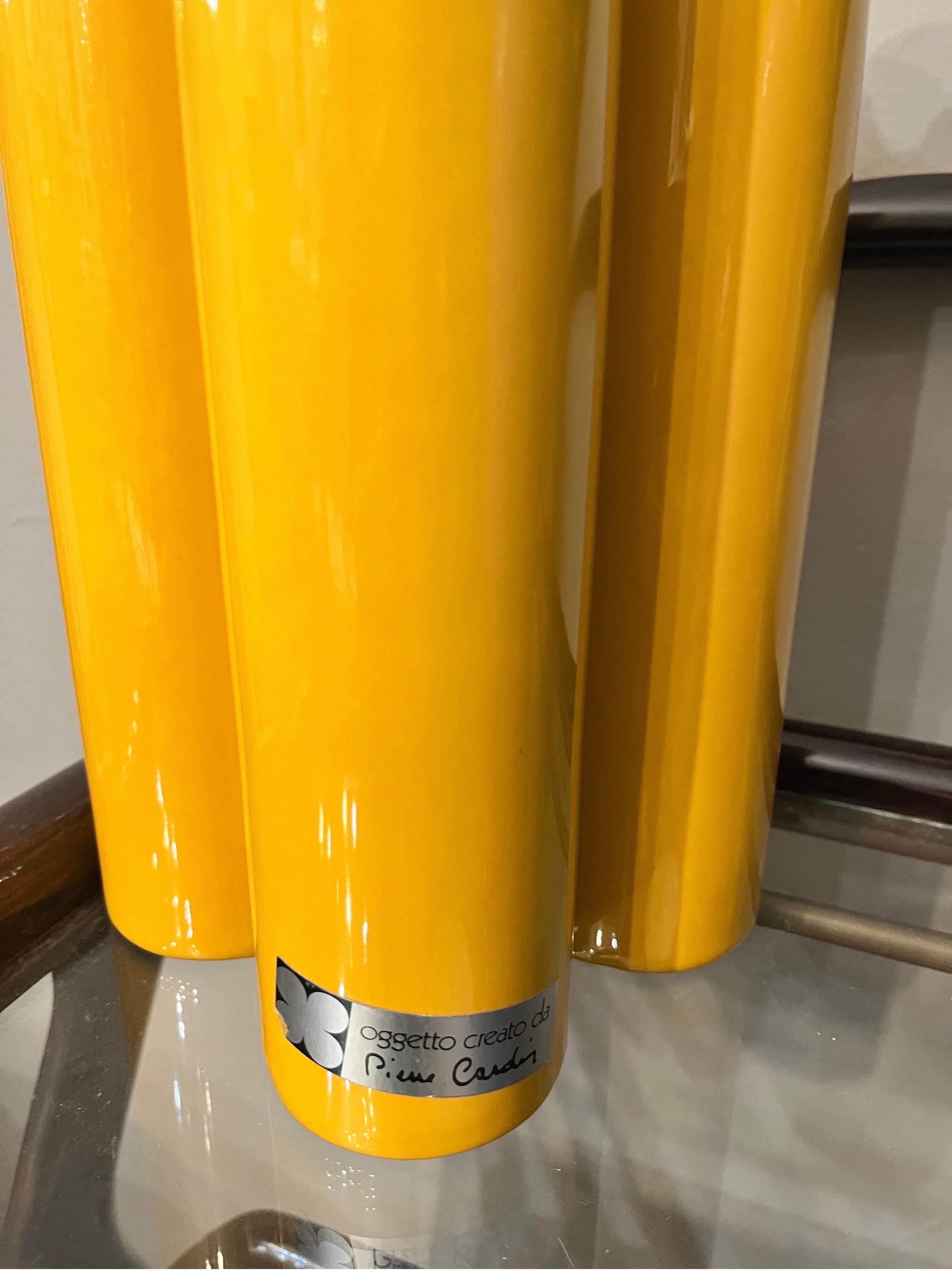 Ceramic Pierre Cardin Quadrifoglio vaso giallo vintage For Sale