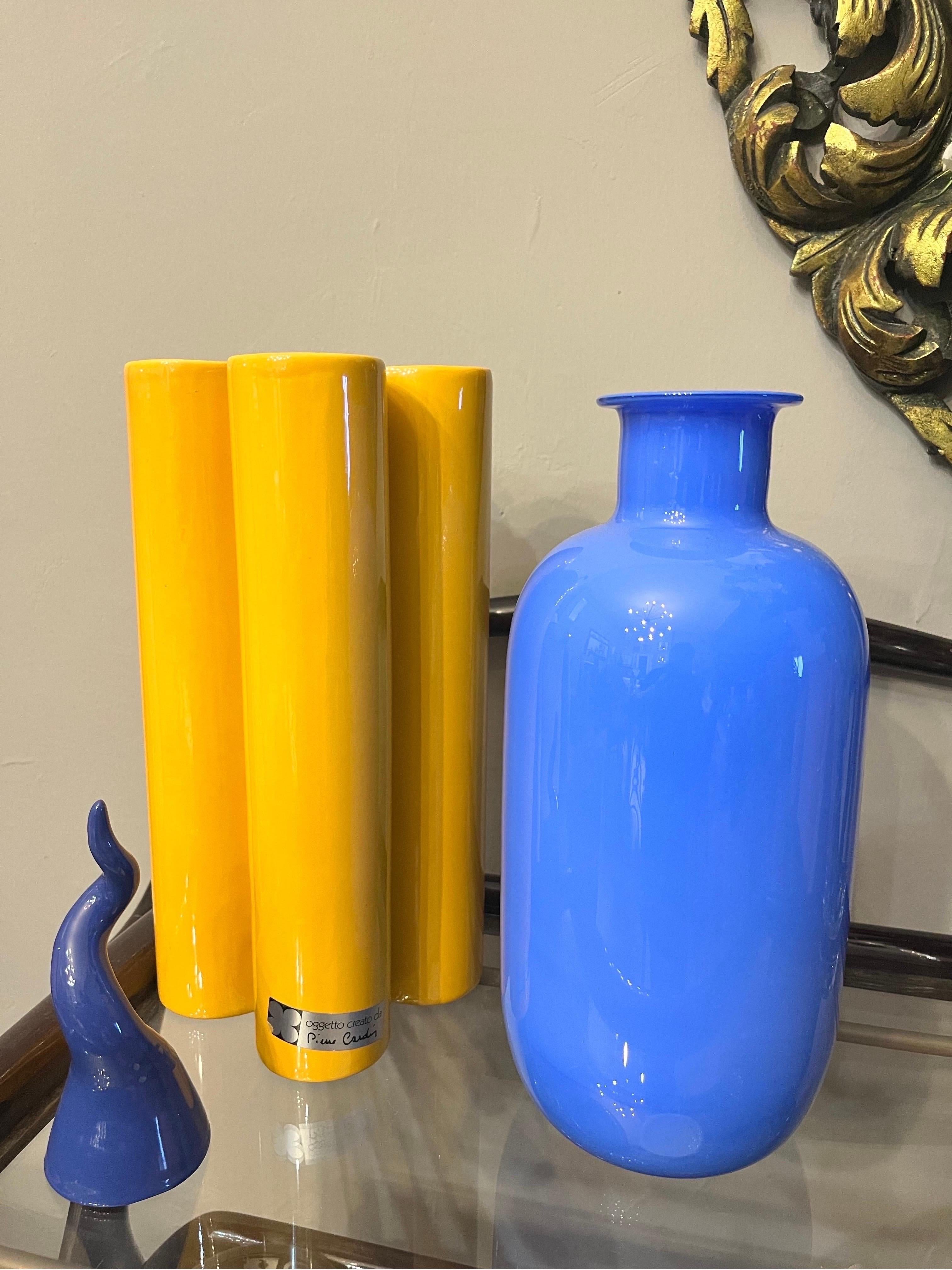 Pierre Cardin Quadrifoglio vaso giallo vintage For Sale 2