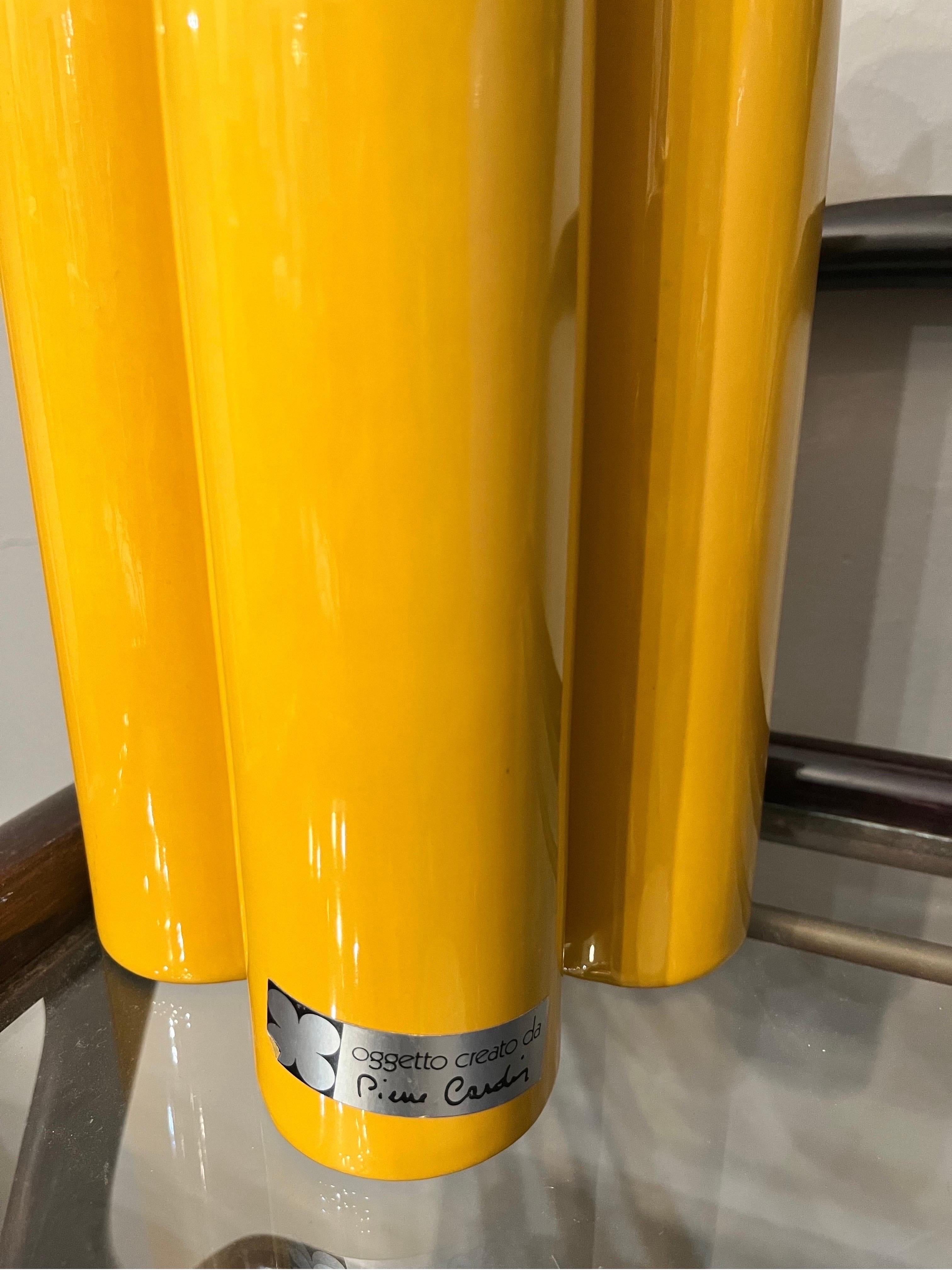 Pierre Cardin Quadrifoglio vaso giallo vintage For Sale 3