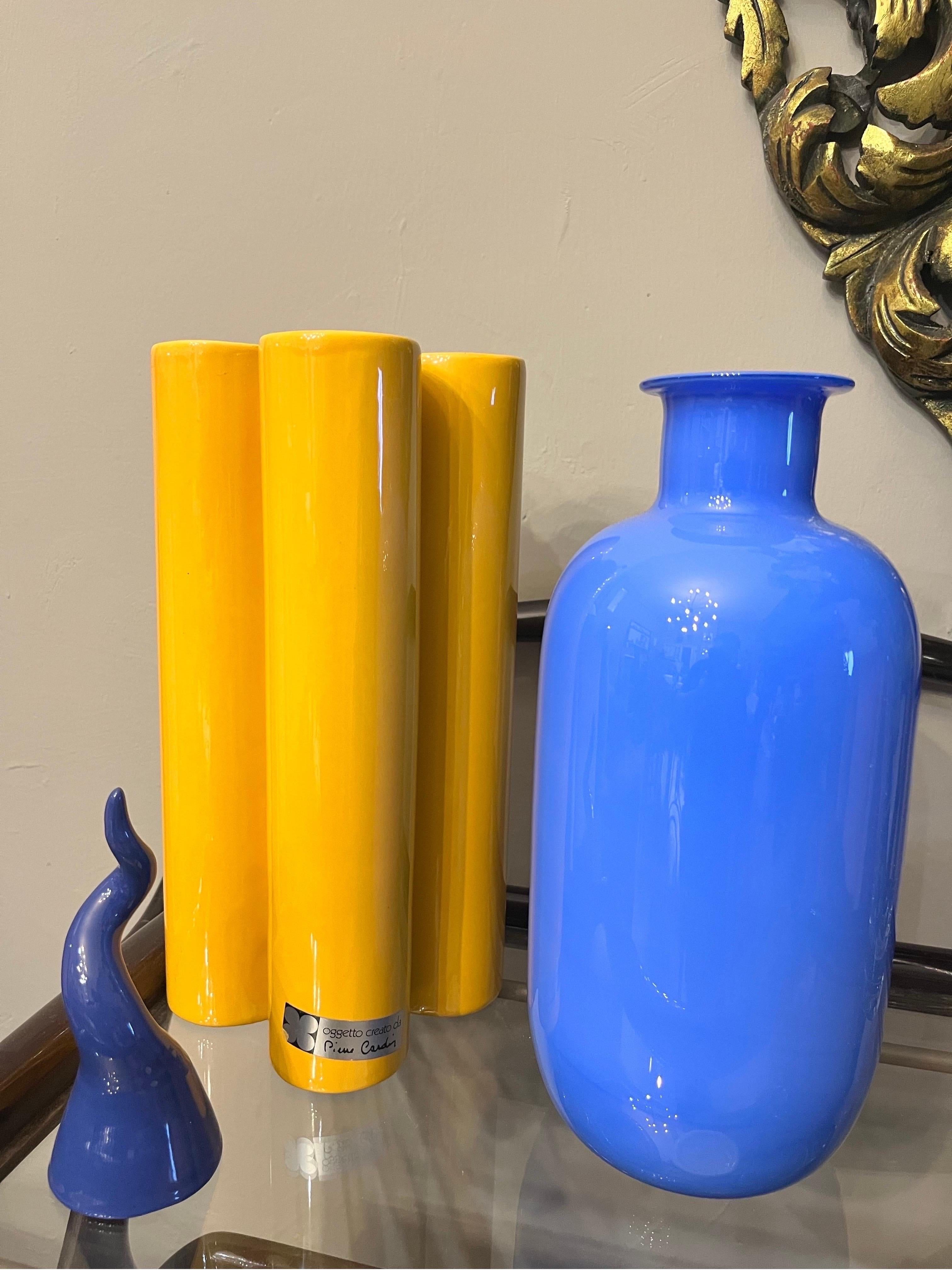 Pierre Cardin Quadrifoglio vaso giallo vintage For Sale 4