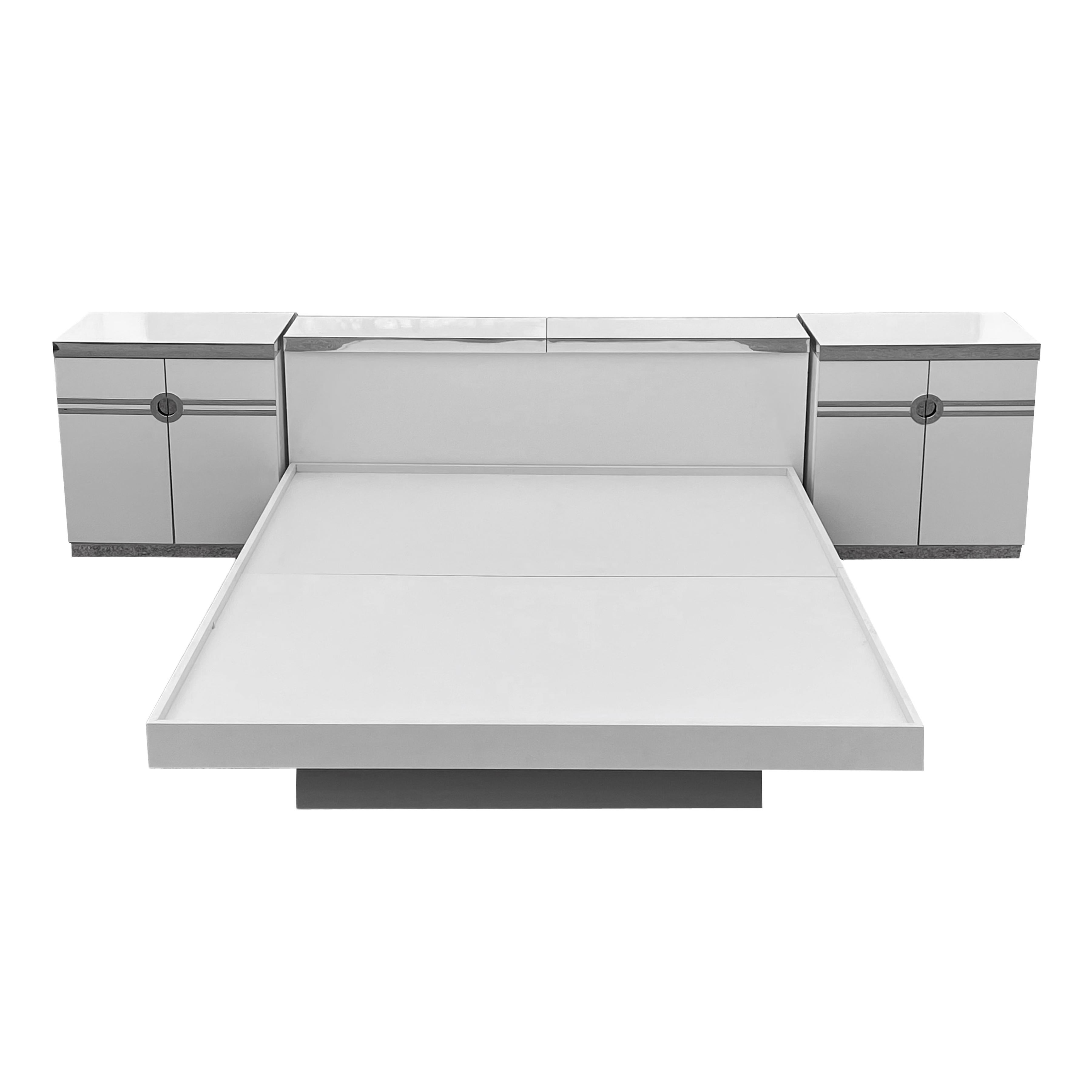 Metal Pierre Cardin Queen Platform Bed and Headboard
