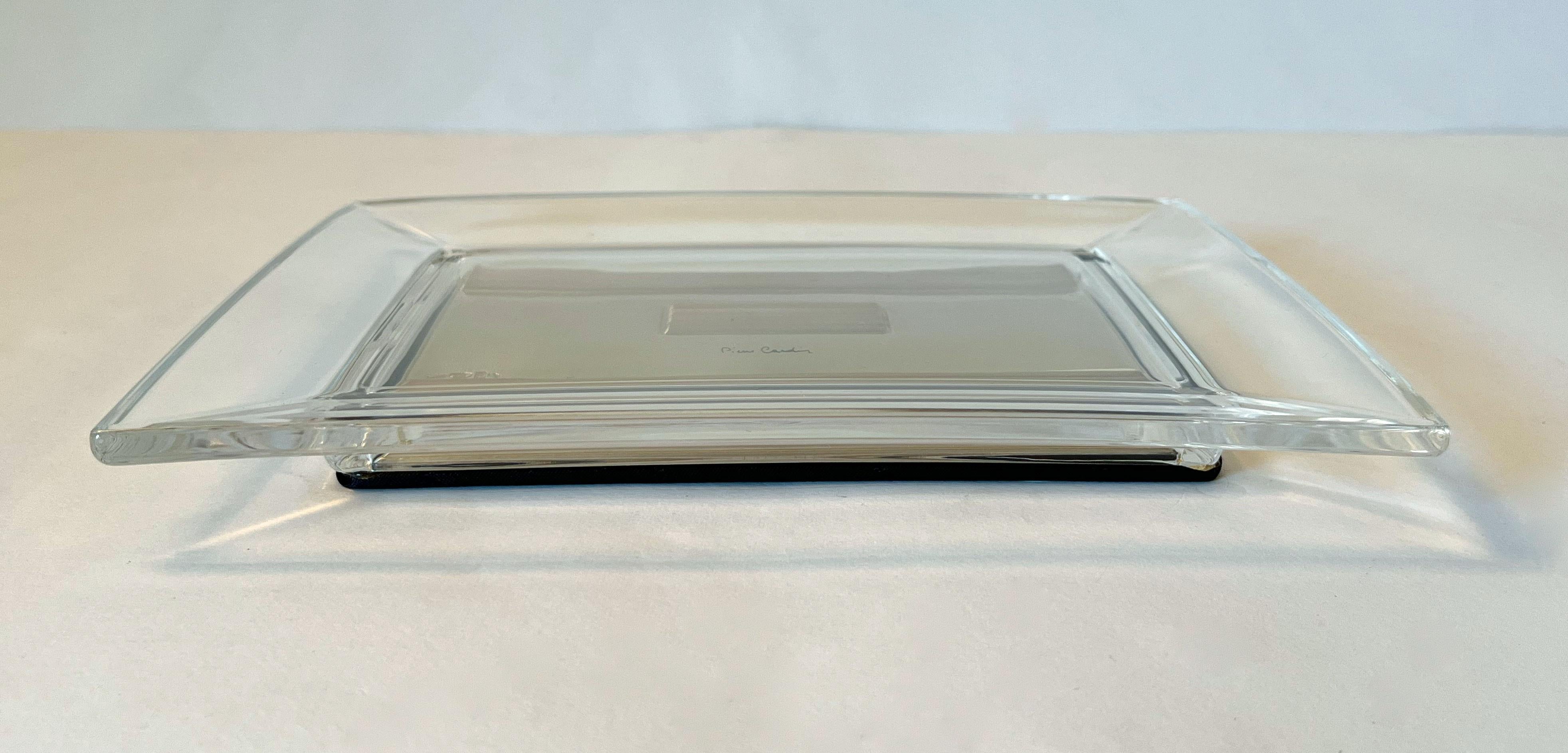 20th Century Pierre Cardin Rectangular Sterling Glass Vide Poche or Change Tray For Sale