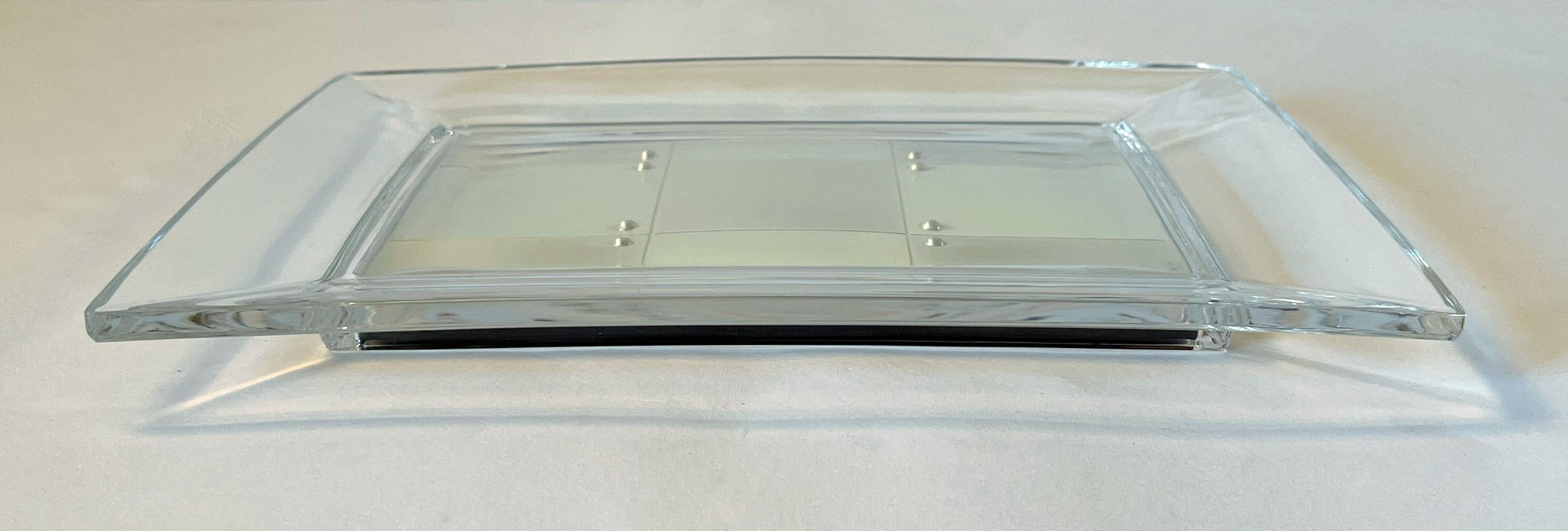 20th Century Pierre Cardin Rectangular Sterling Glass Vide Poche or Change Tray For Sale