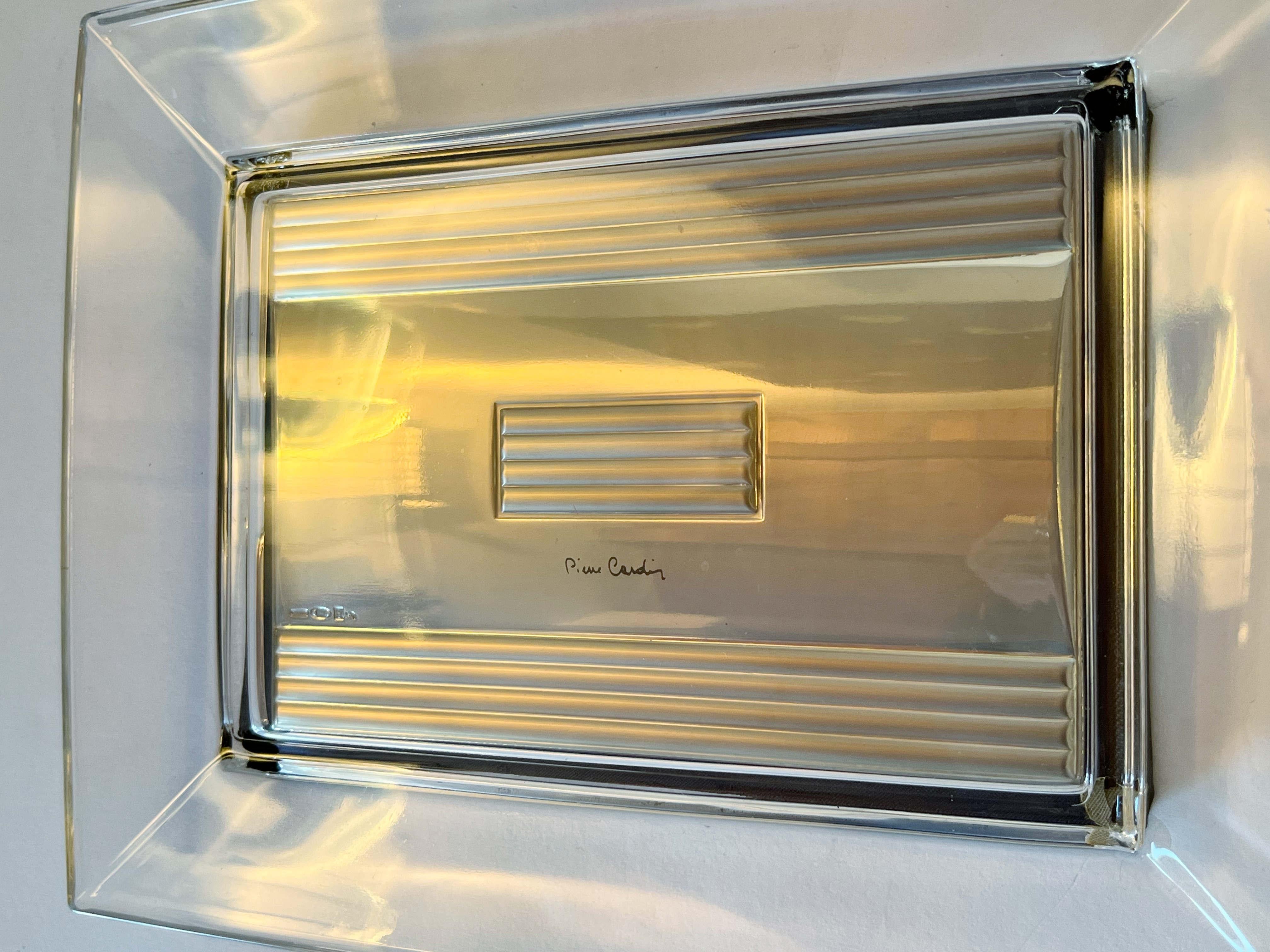 Pierre Cardin Rectangular Sterling Glass Vide Poche or Change Tray For Sale 1