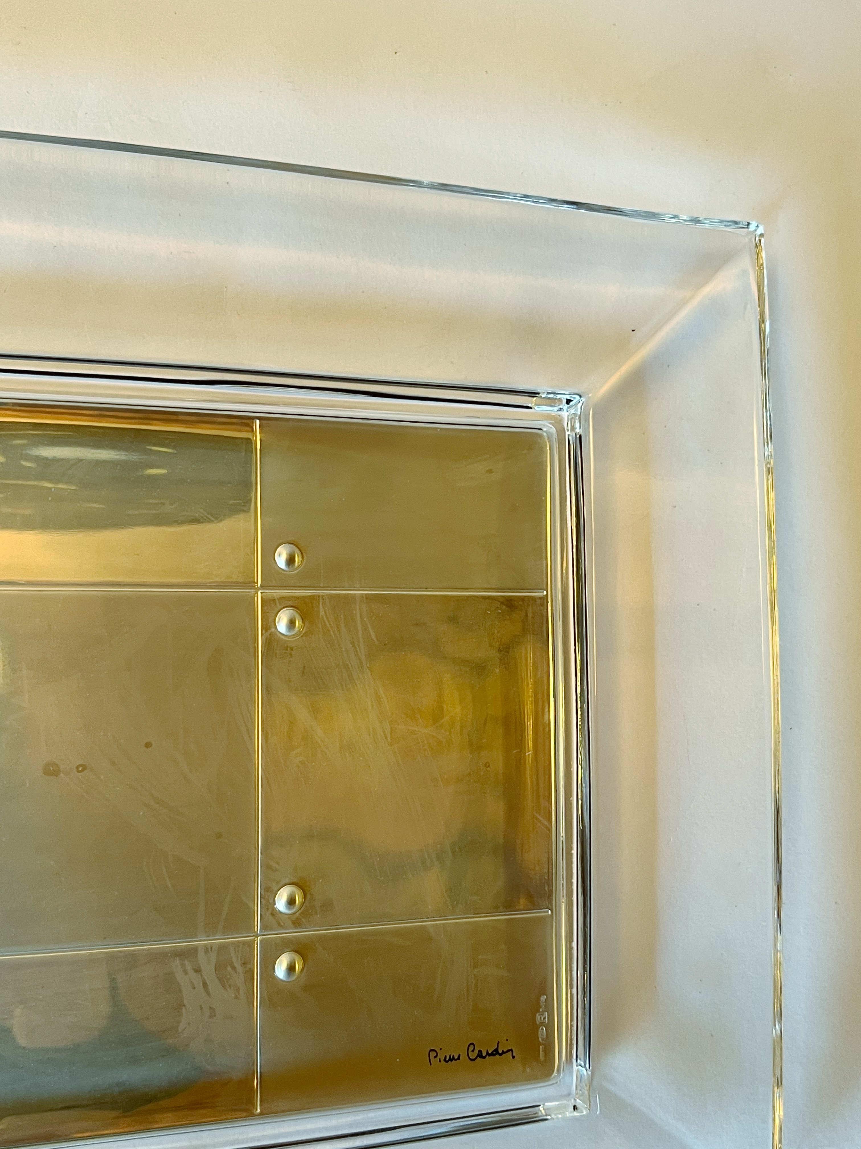 Sterling Silver Pierre Cardin Rectangular Sterling Glass Vide Poche or Change Tray For Sale