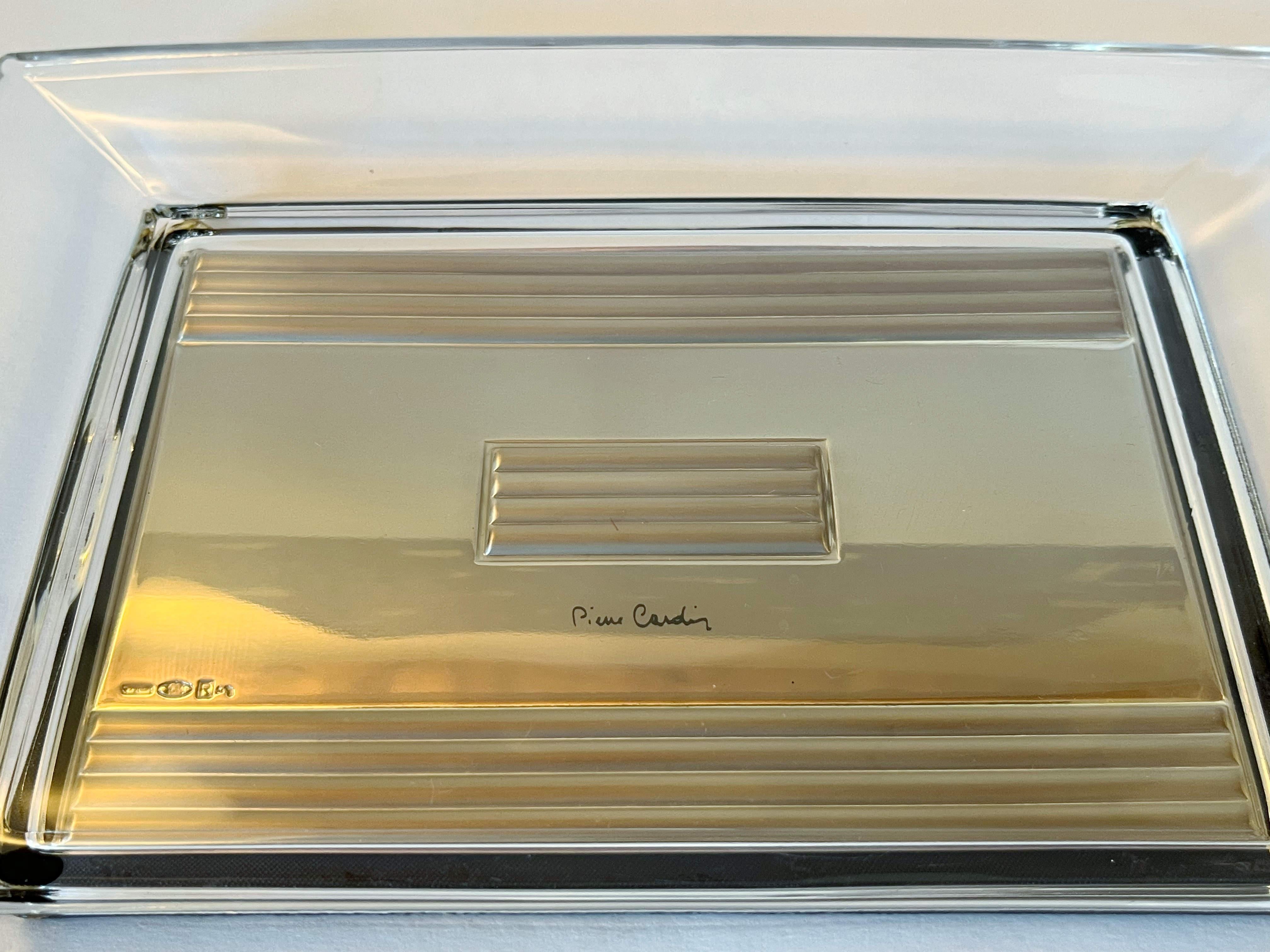 Pierre Cardin Rectangular Sterling Glass Vide Poche or Change Tray For Sale 2
