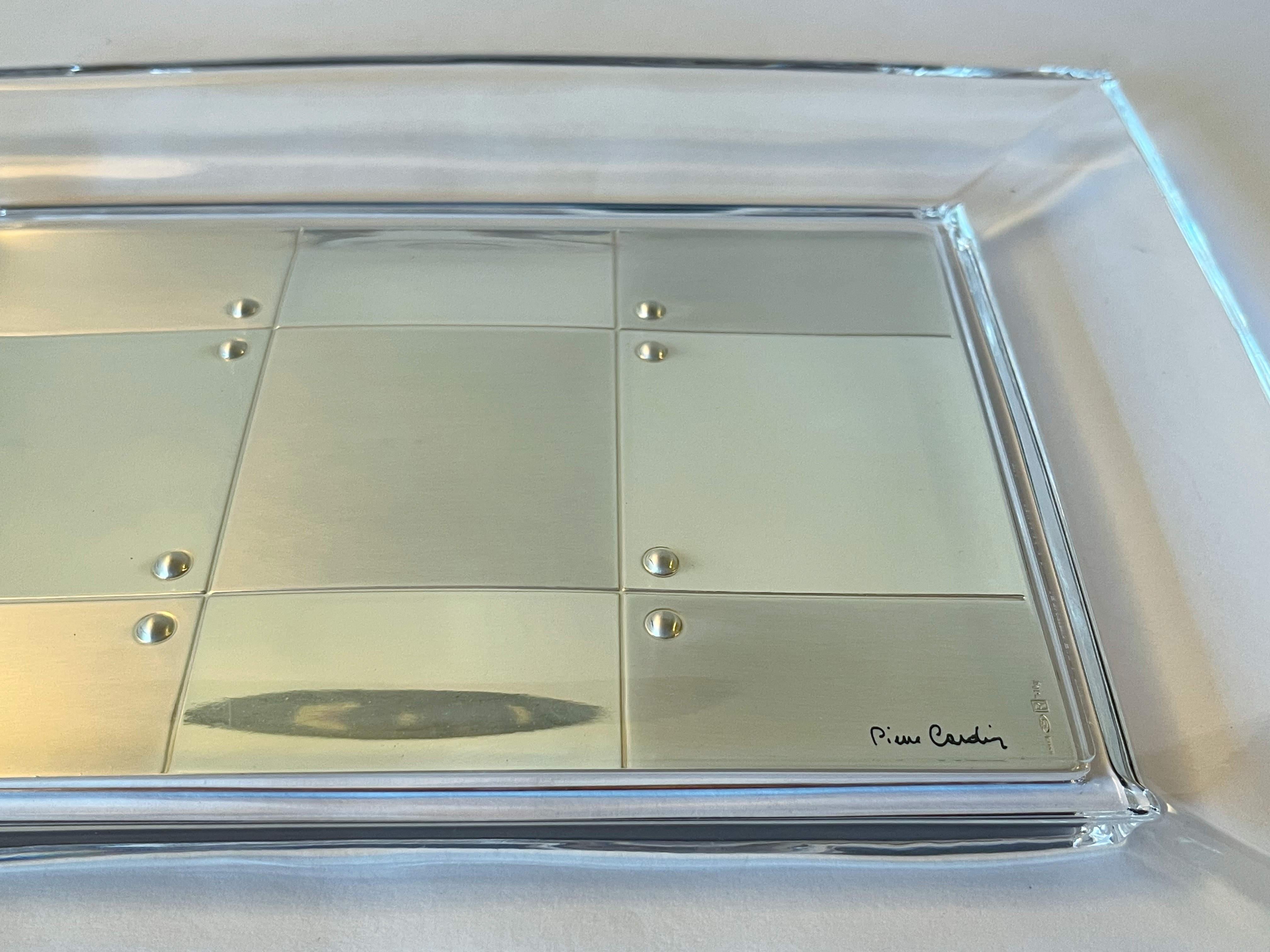 Pierre Cardin Rectangular Sterling Glass Vide Poche or Change Tray For Sale 2