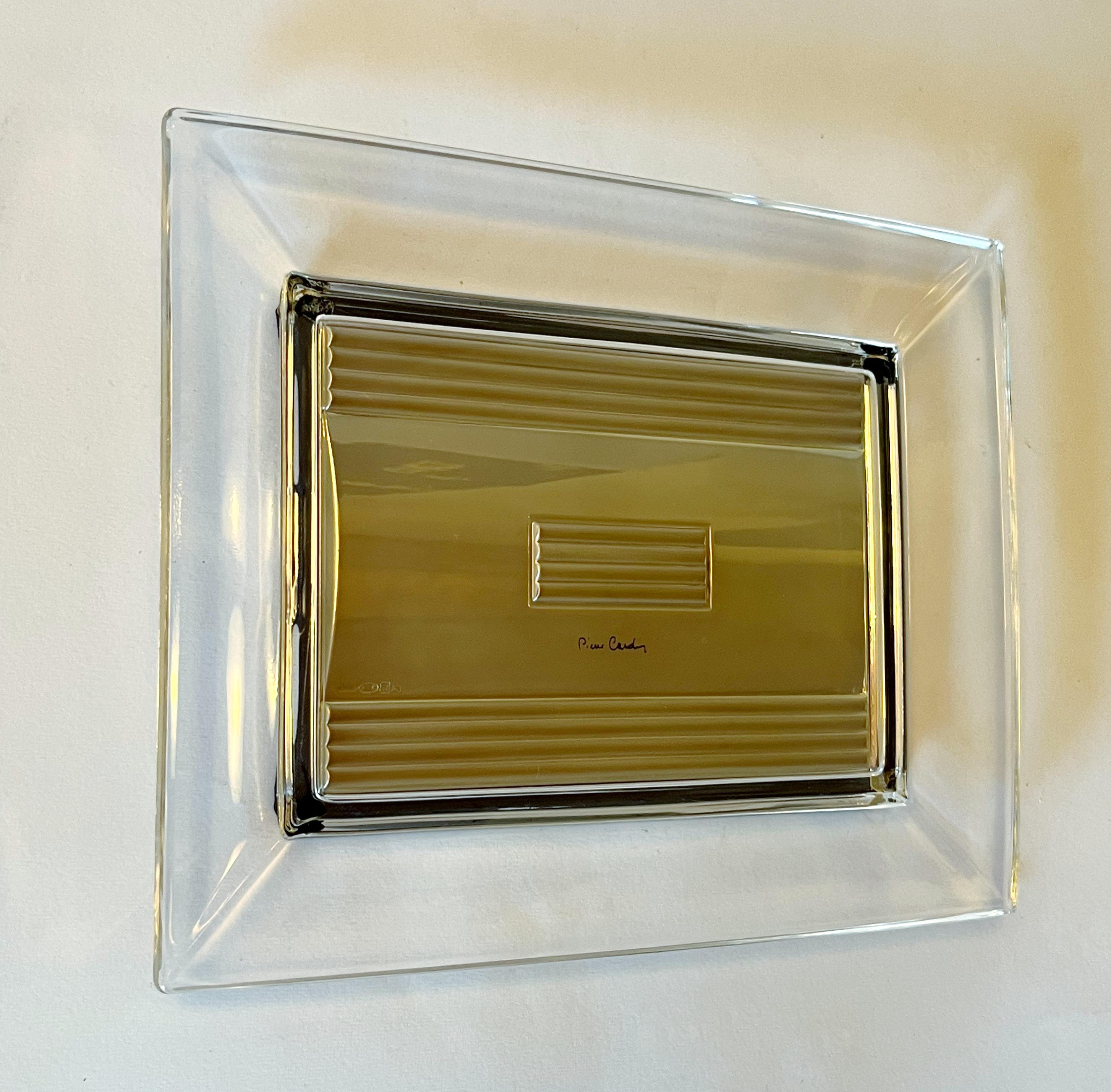 Pierre Cardin Rectangular Sterling Glass Vide Poche or Change Tray For Sale 4