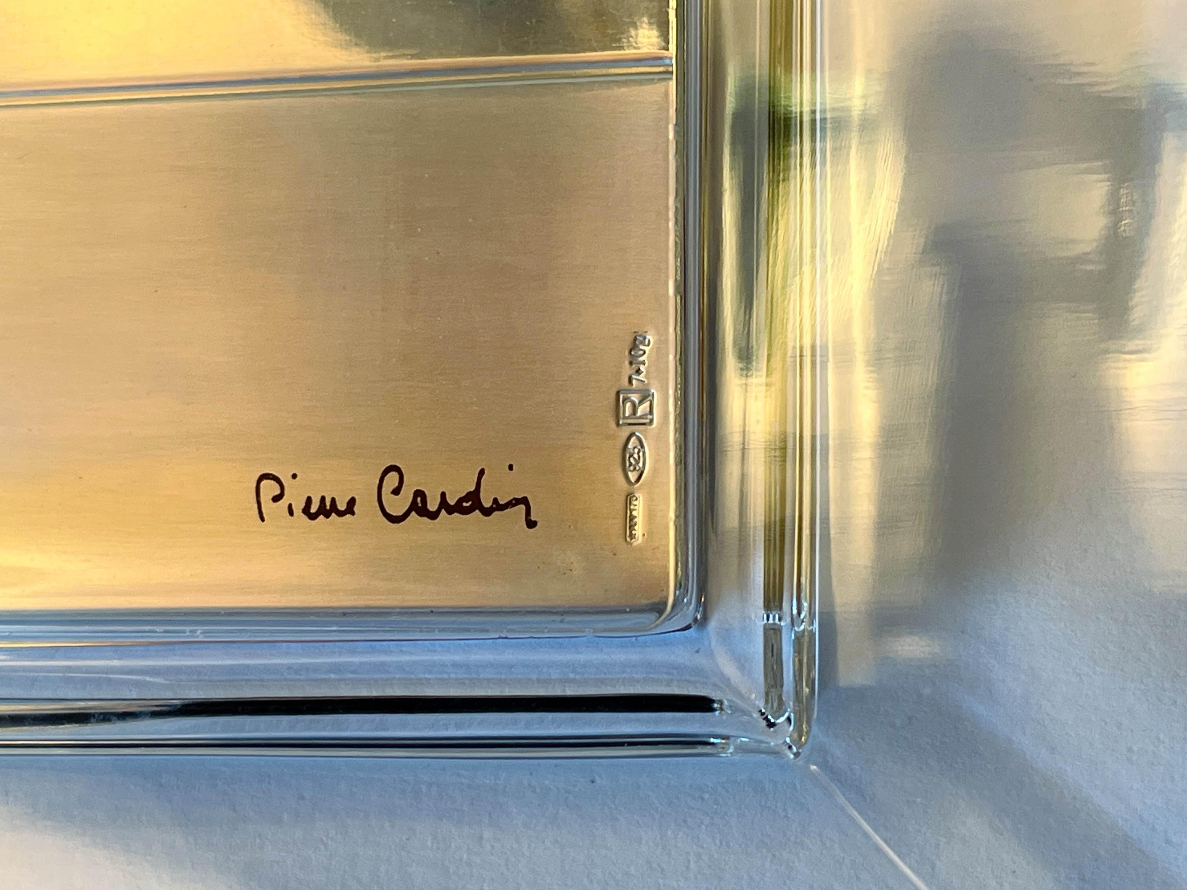 Pierre Cardin Rectangular Sterling Glass Vide Poche or Change Tray For Sale 3