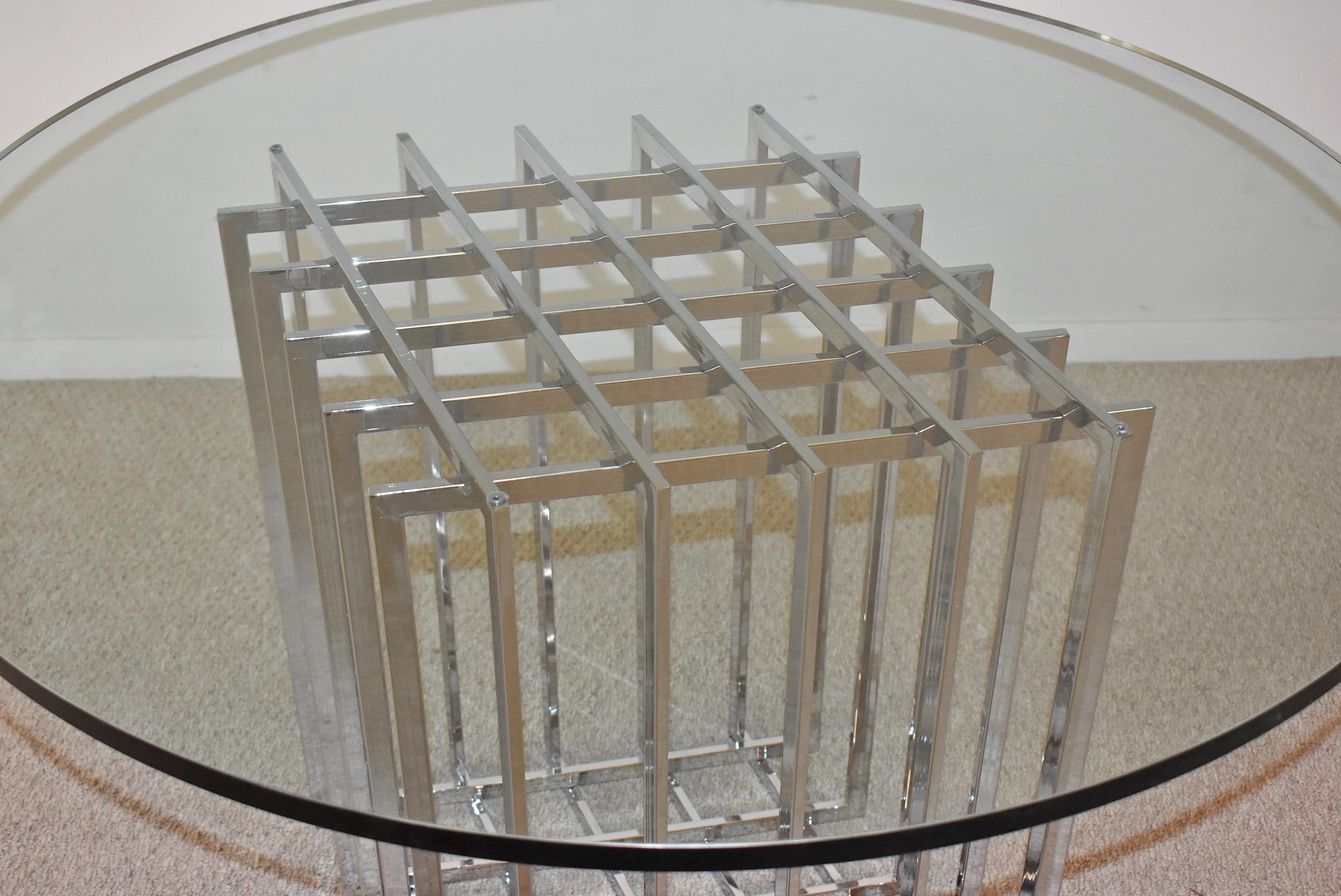 Mid-Century Modern Pierre Cardin Sculptural Chrome Grid Table Base For Sale