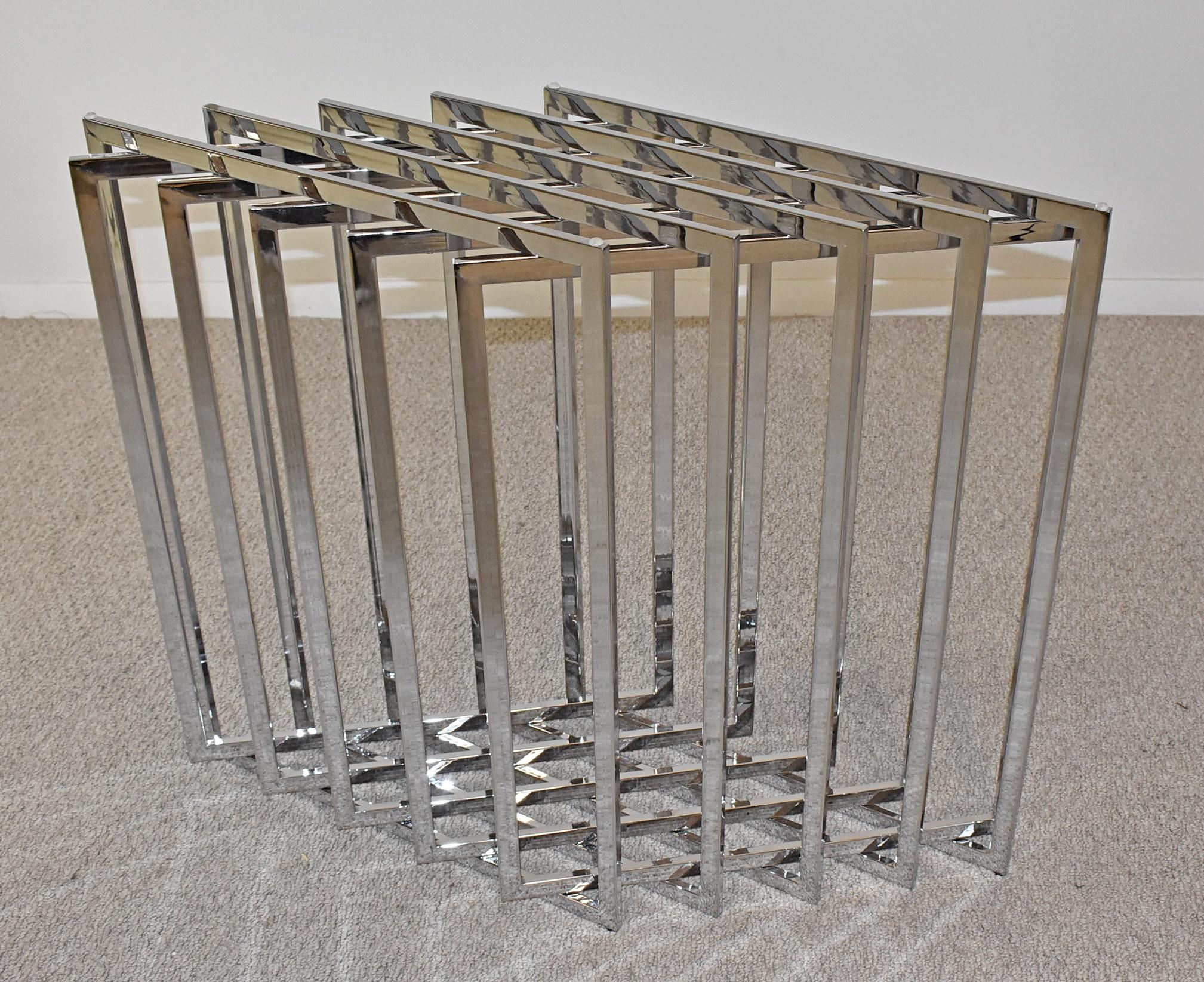 Chrome Base de table à grille sculpturale chromée Pierre Cardin en vente