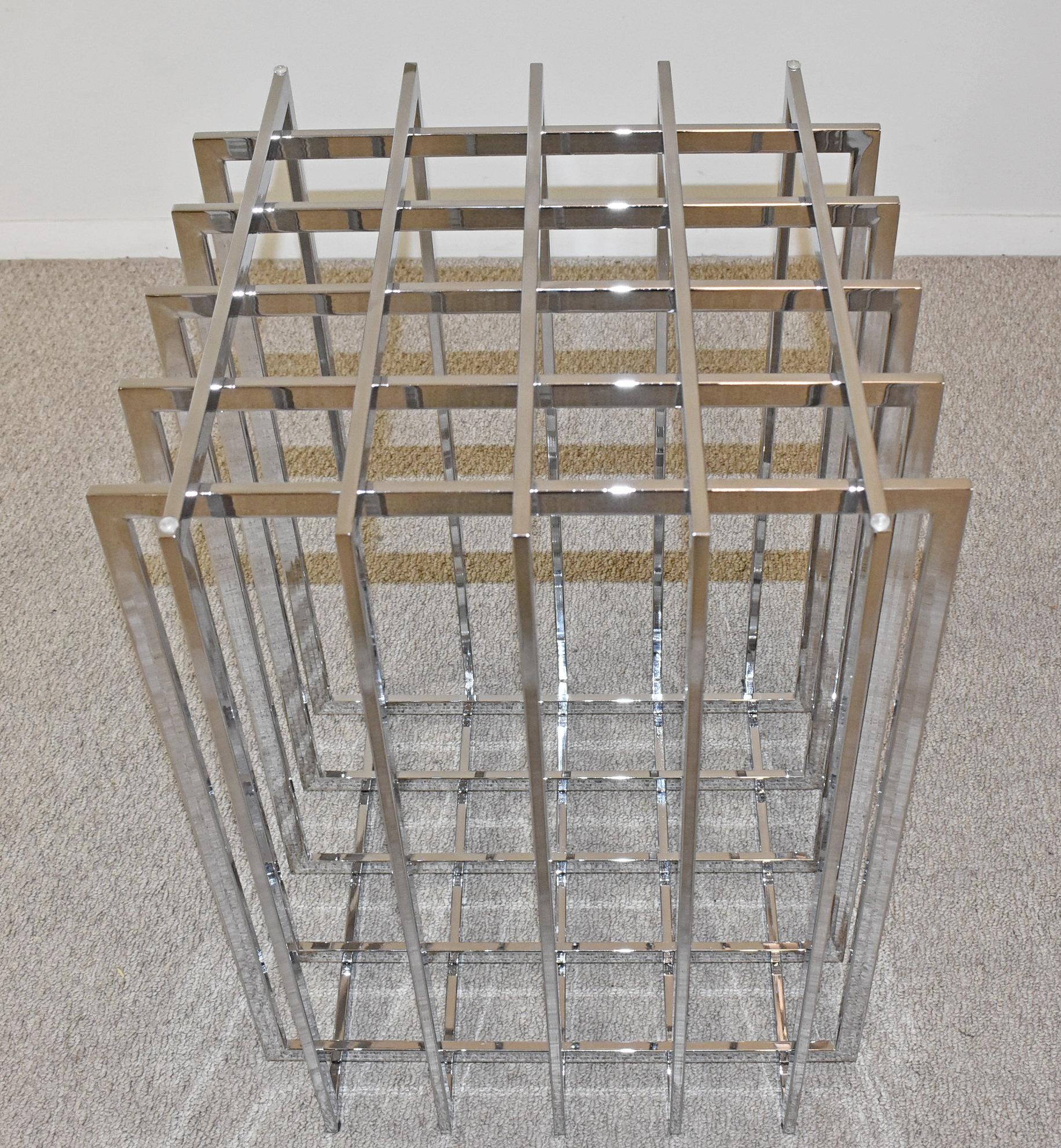 Base de table à grille sculpturale chromée Pierre Cardin en vente 1