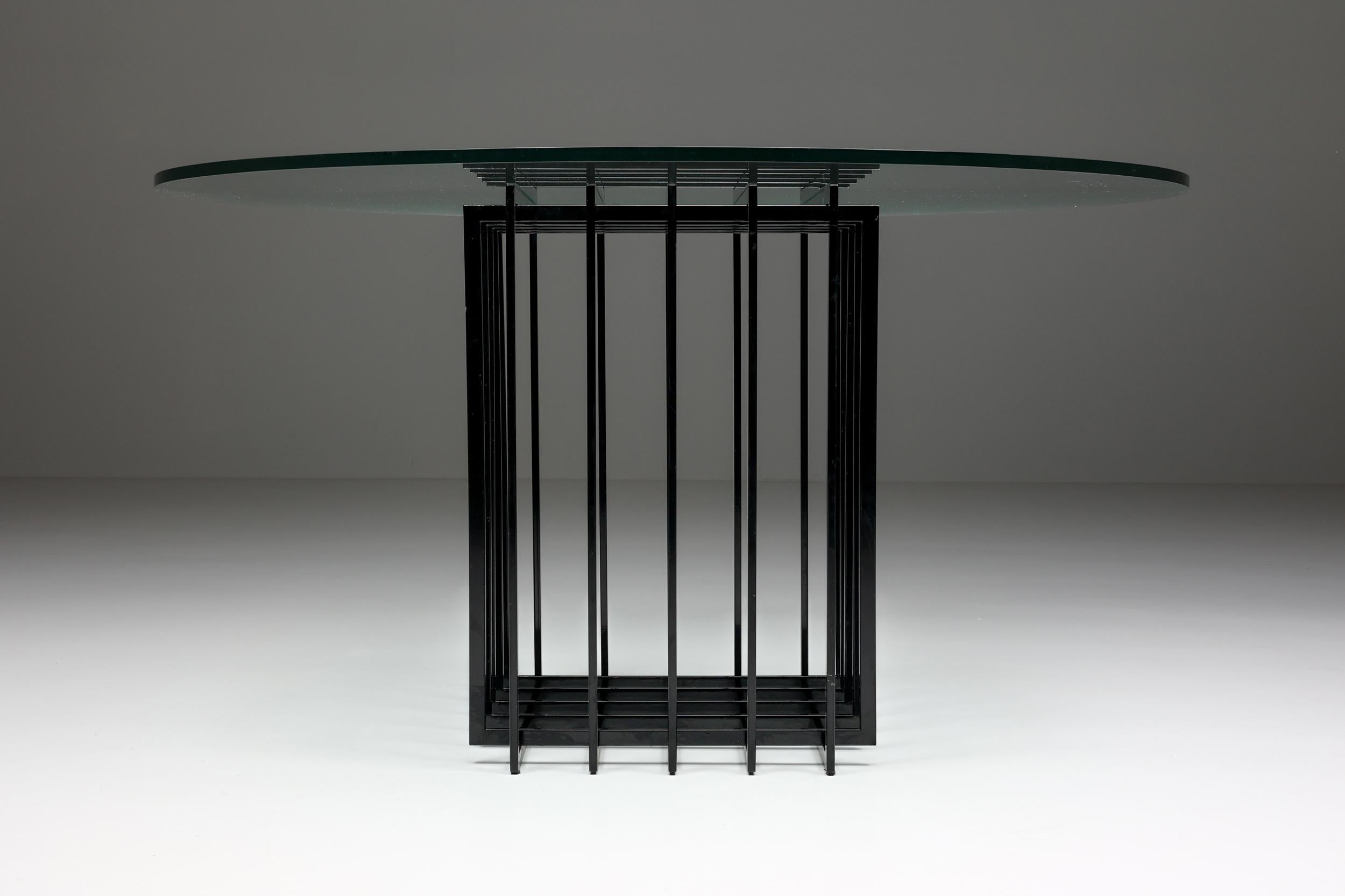 European Pierre Cardin Sculptural Table in Glass & Metal, Architectural, 1970's