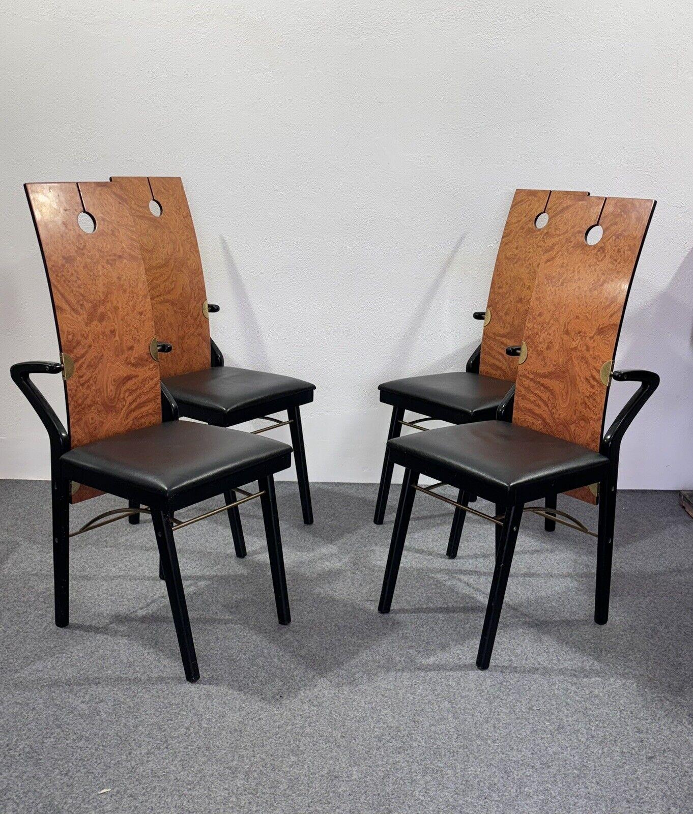 French Four Post-Modern Italian Dining Chairs by Pierre Cardin, 1980s