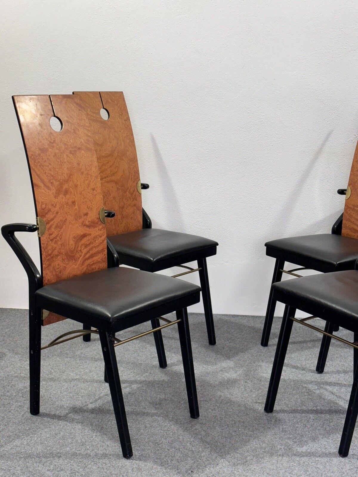 Late 20th Century Four Post-Modern Italian Dining Chairs by Pierre Cardin, 1980s
