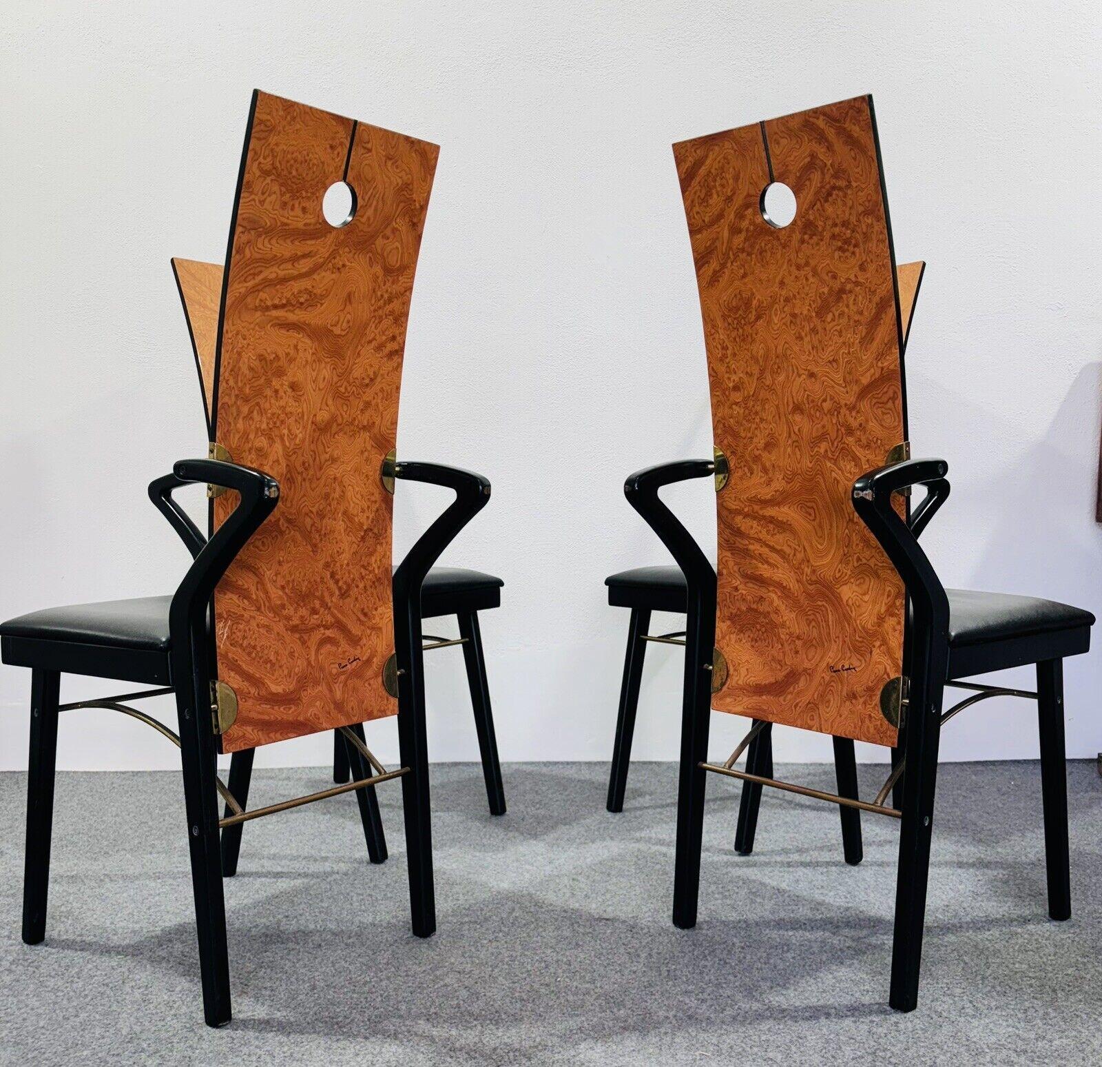 Brass Four Post-Modern Italian Dining Chairs by Pierre Cardin, 1980s
