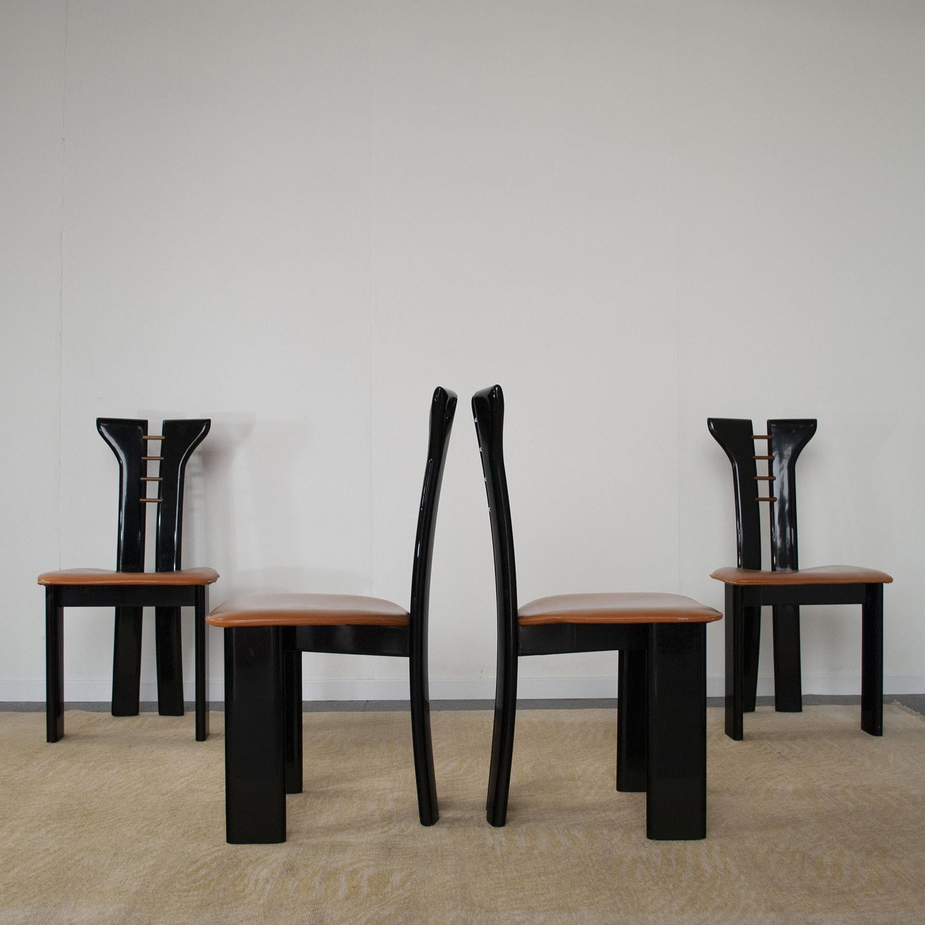 Italian Pierre Cardin Set of Four Chairs Late Seventies For Sale