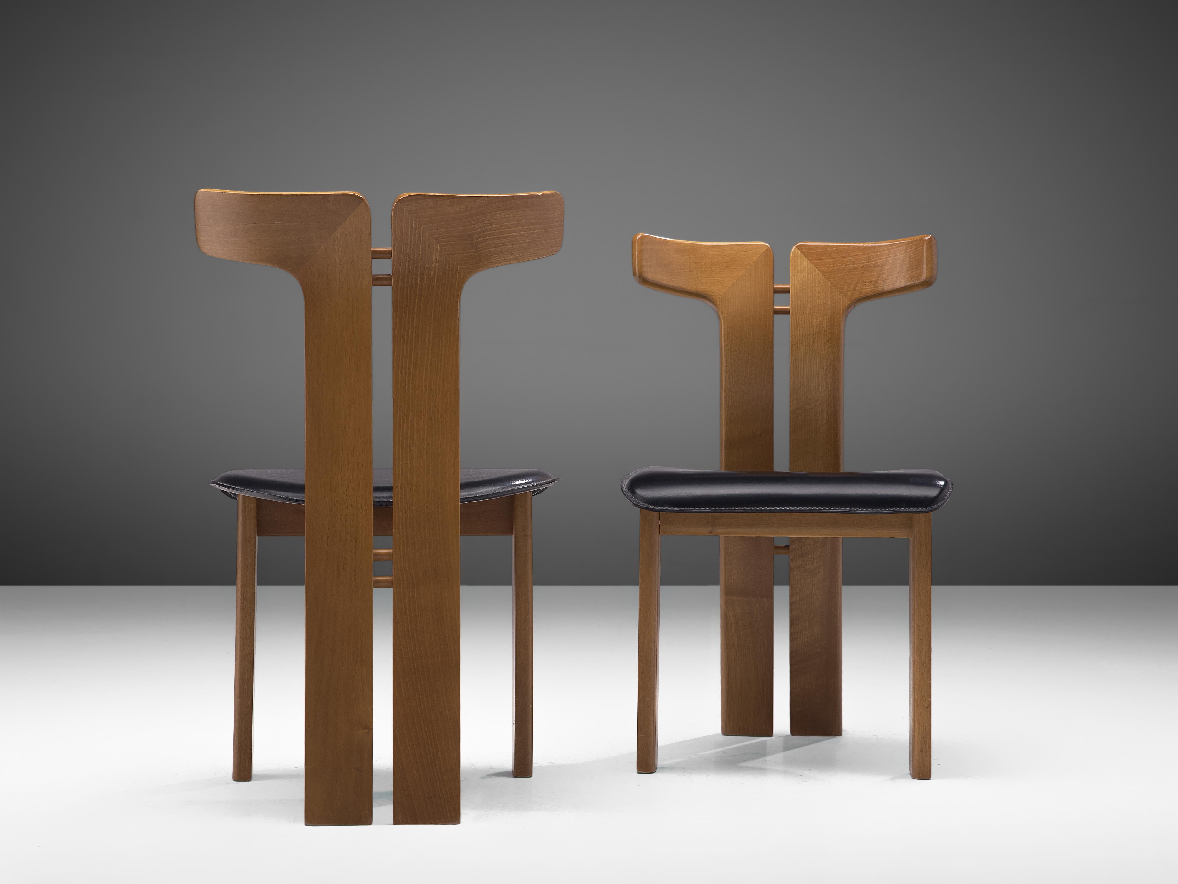 Pierre Cardin Set of Four Dining Chairs in Ash and Leather 2