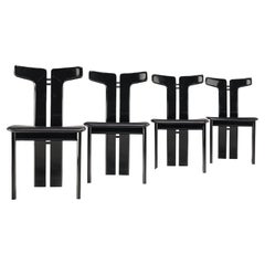 Pierre Cardin Set of Four Dining Chairs in Black Leather