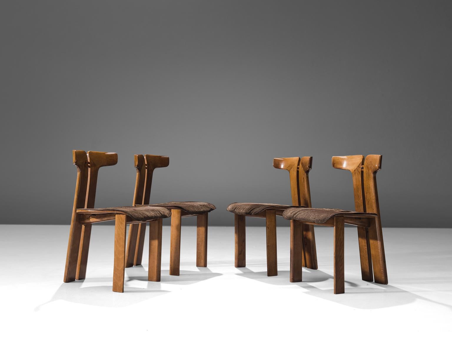 Mid-Century Modern Pierre Cardin Set of Four Walnut Chairs